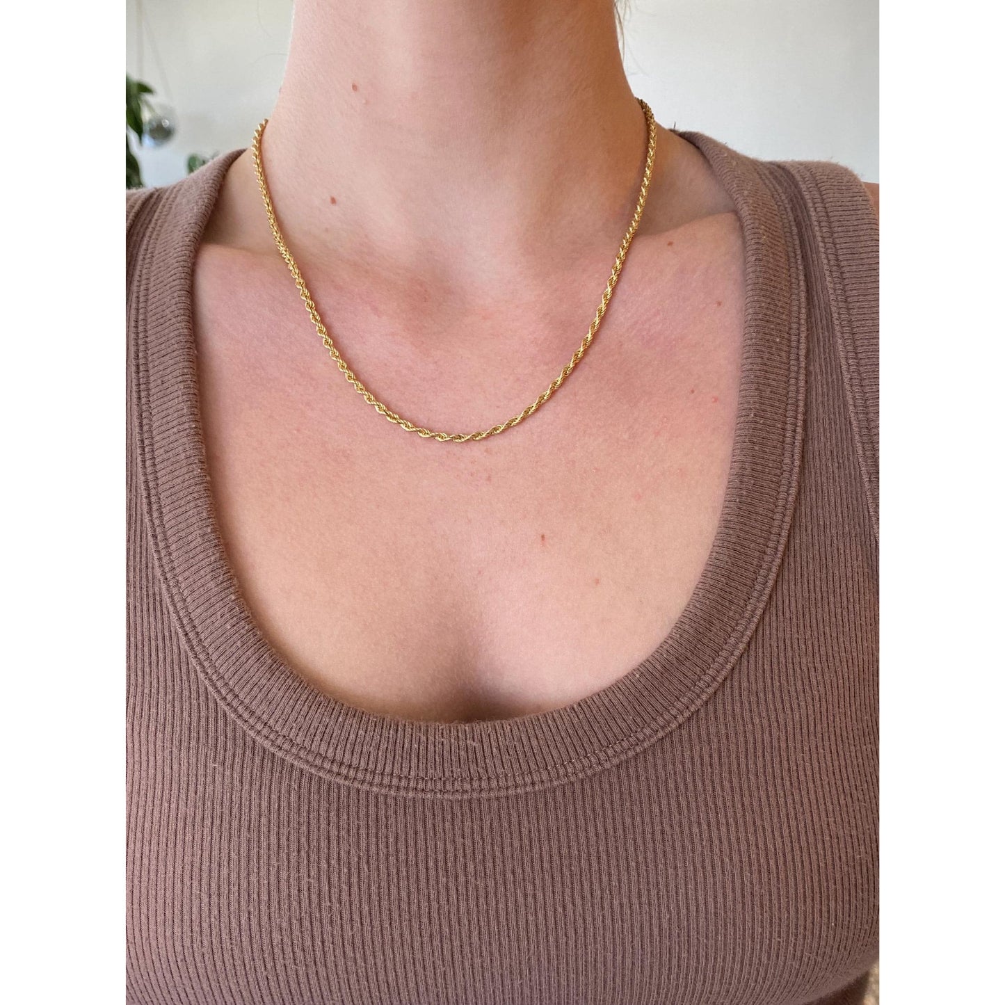 Vintage Solid 14k Yellow Gold Rope Chain Necklace - 18.5 inches