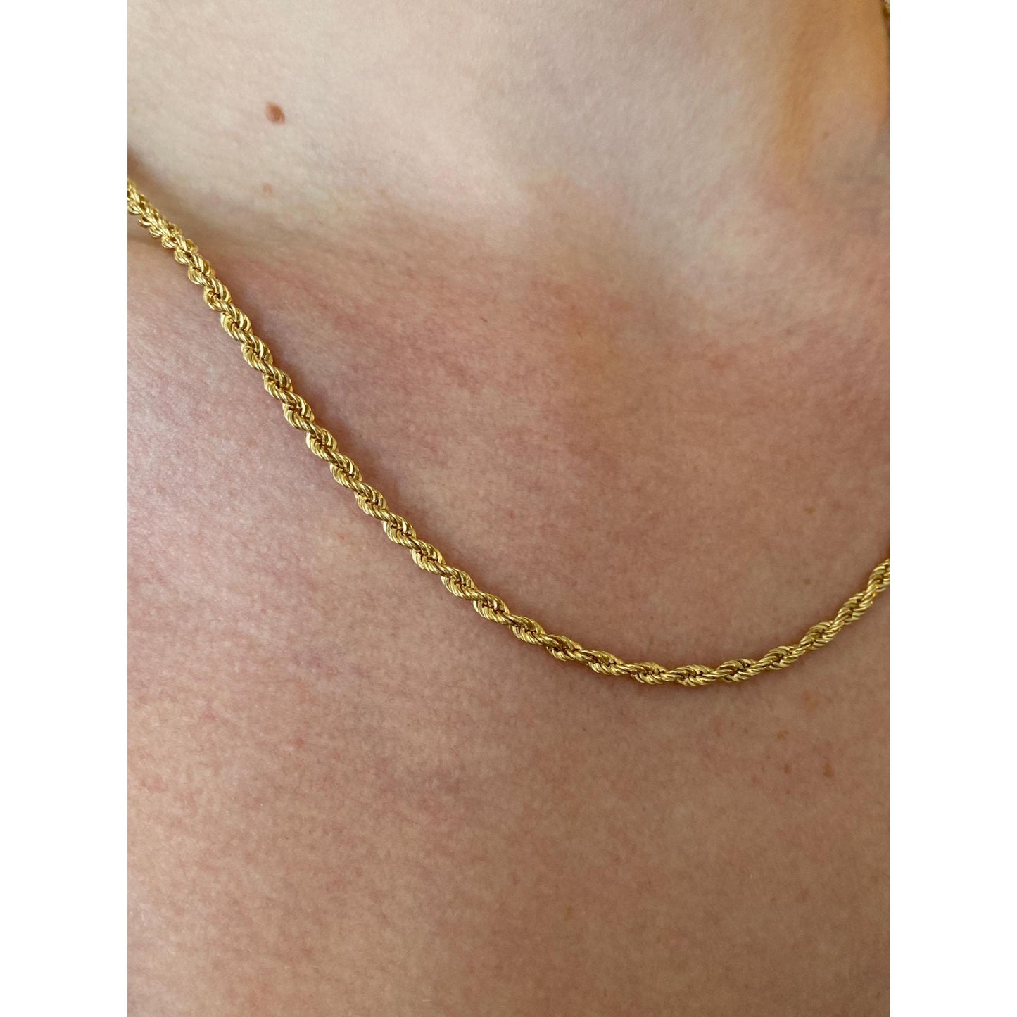 Vintage Solid 14k Yellow Gold Rope Chain Necklace - 18.5 inches