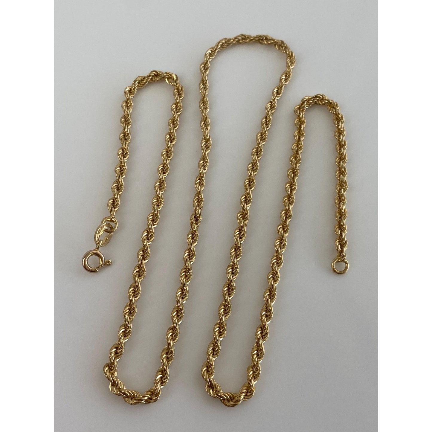 Vintage Solid 14k Yellow Gold Rope Chain Necklace - 18.5 inches