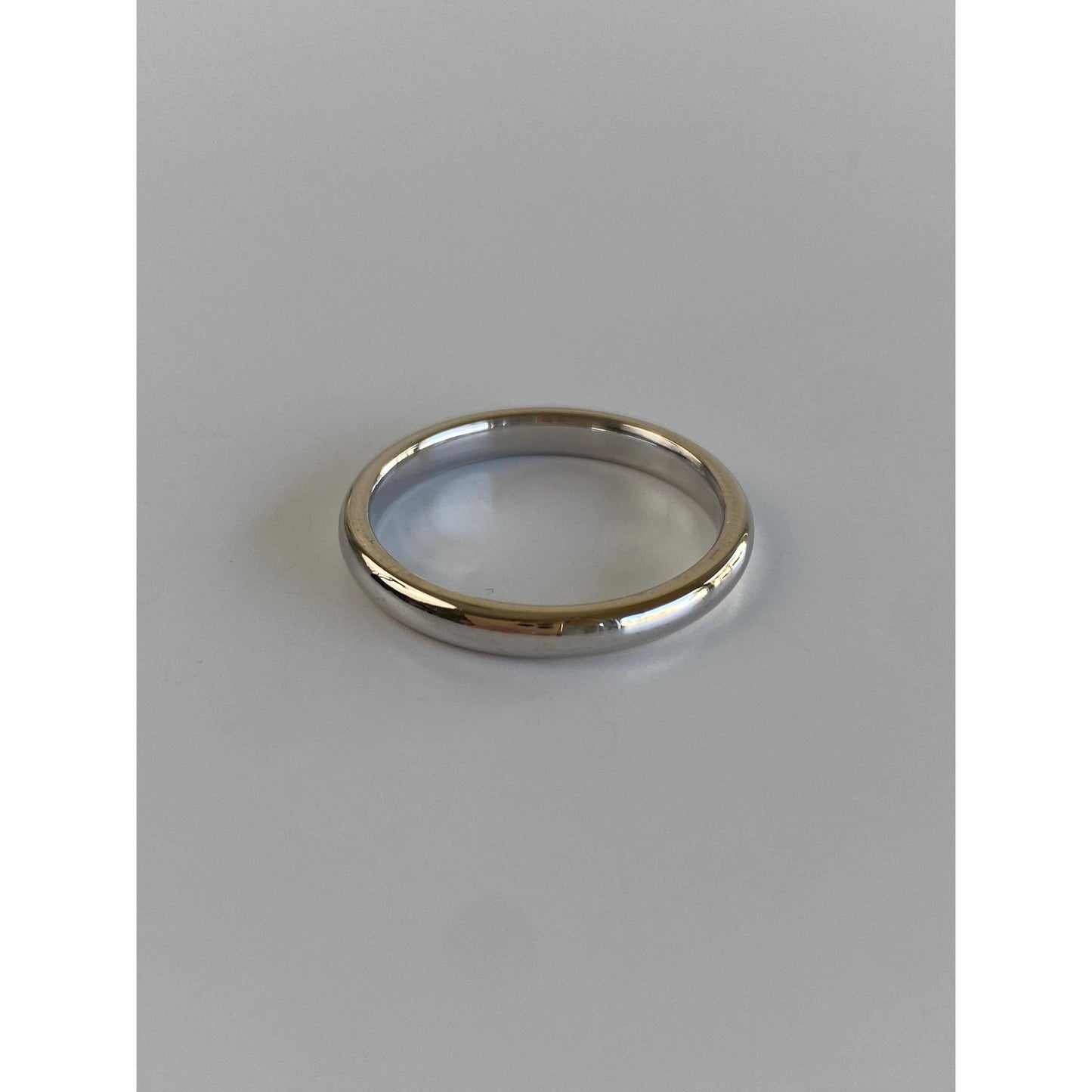 Vintage Solid 14k White Gold Ring Band - Size 9.25