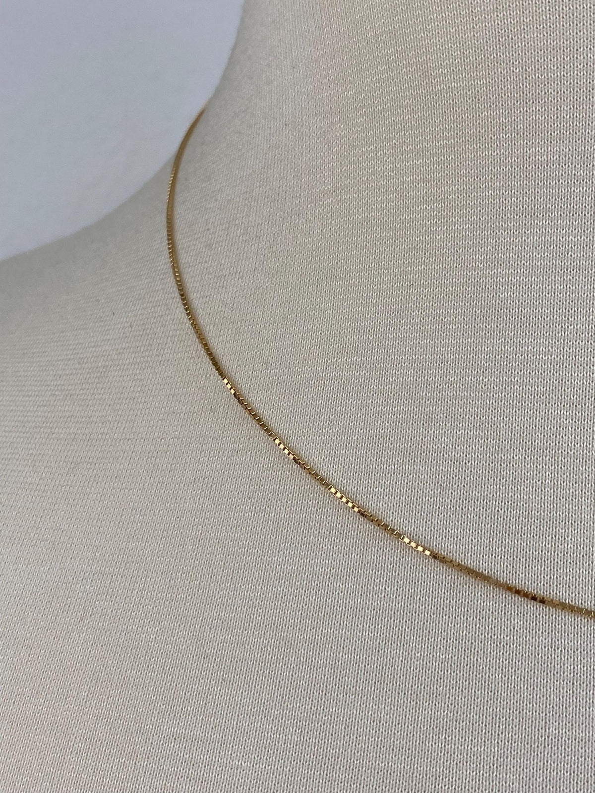 Solid 14k Yellow Gold Box Chain Necklace - 18 inches