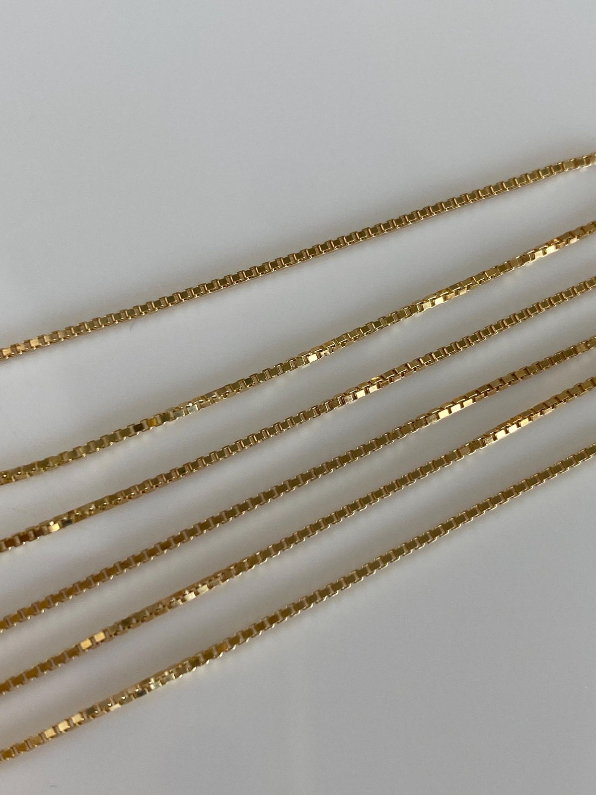 Solid 14k Yellow Gold Box Chain Necklace - 18 inches