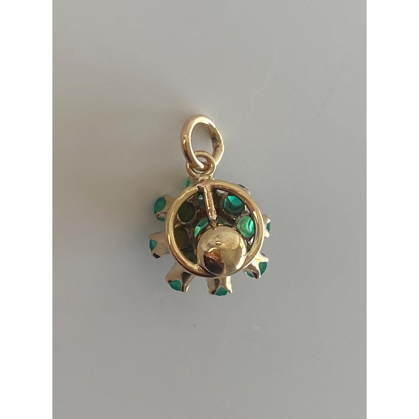 Vintage Solid 10k Yellow Gold Chrysoprase Halo Charm