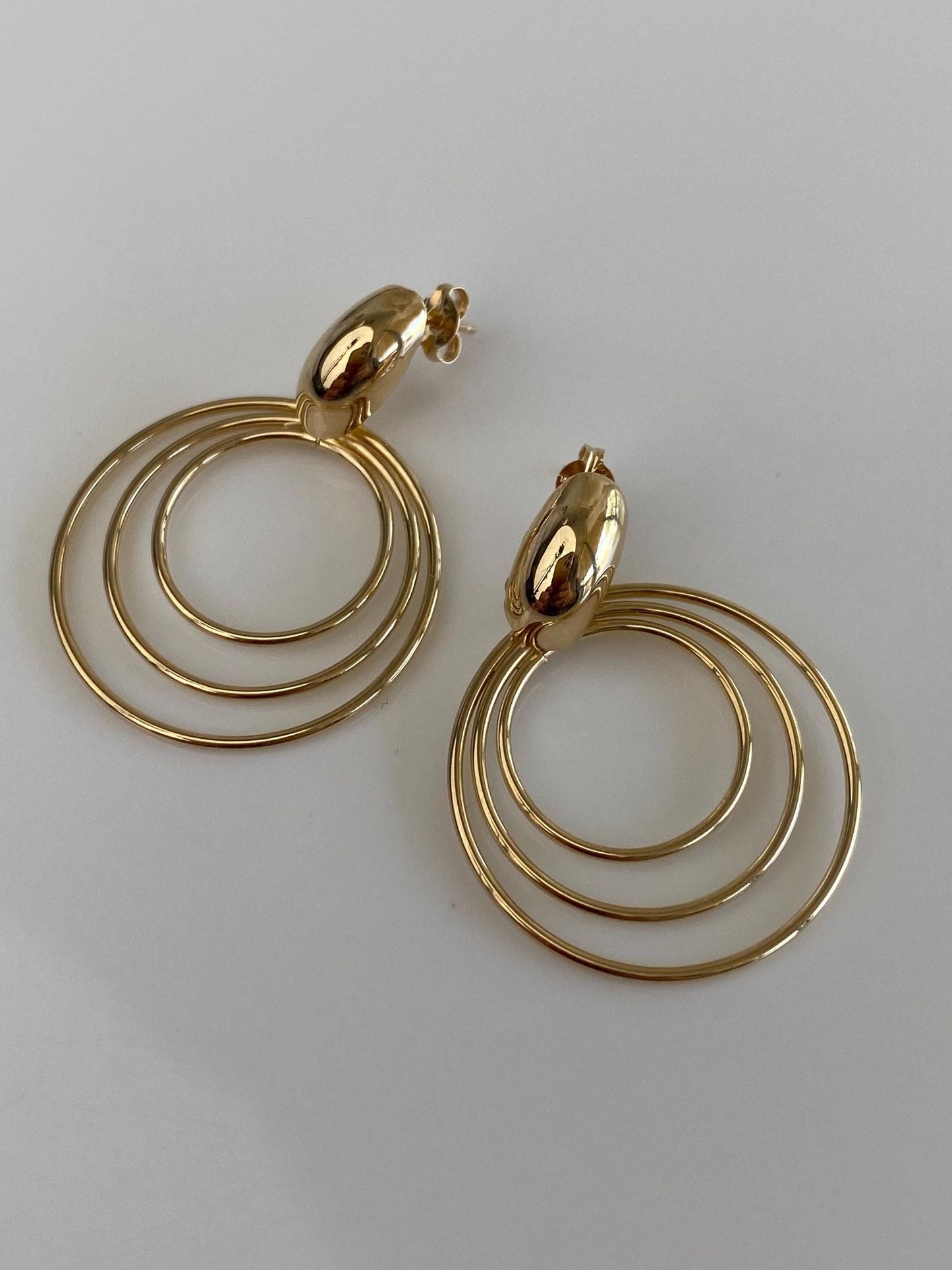 Vintage 14k Yellow Gold Circles Drop Earrings