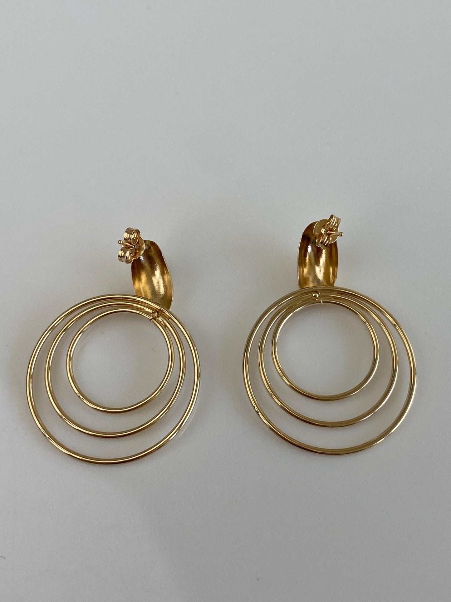 Vintage 14k Yellow Gold Circles Drop Earrings