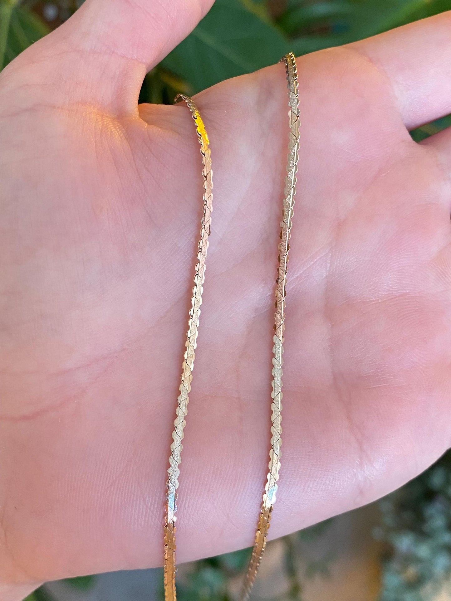 Vintage Solid 14k Tri Tone Serpentine Chain Necklace - 18 inches