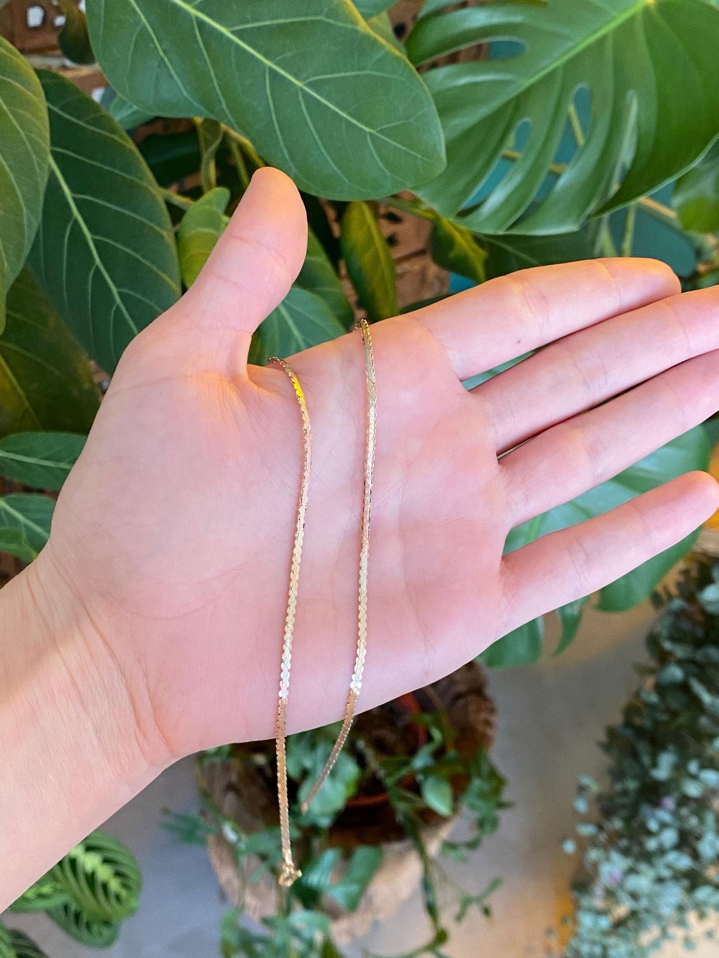 Vintage Solid 14k Tri Tone Serpentine Chain Necklace - 18 inches