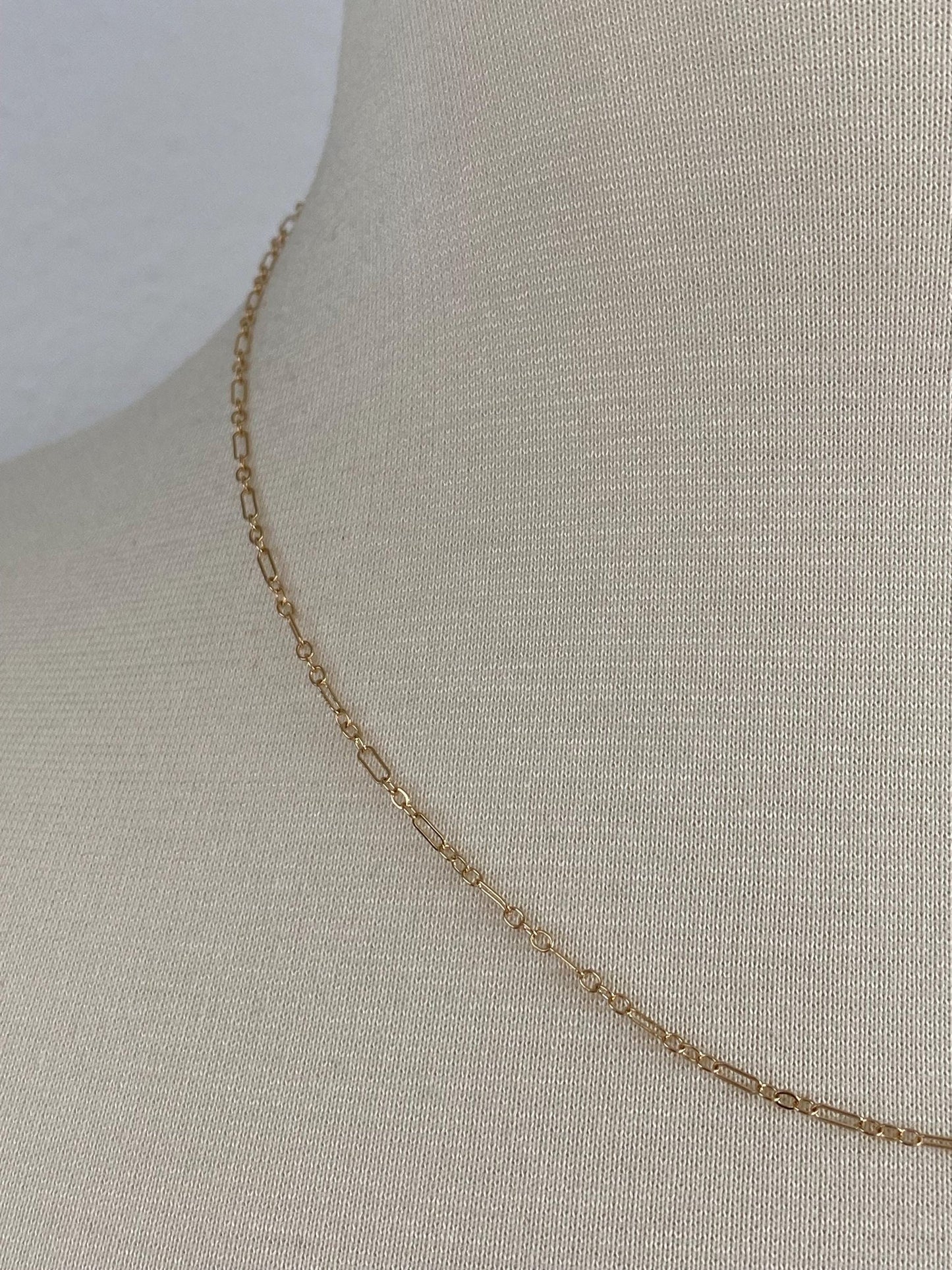 Vintage Solid 14k Yellow Gold Dainty Albert Trombone Link Chain Necklace - 18 inches