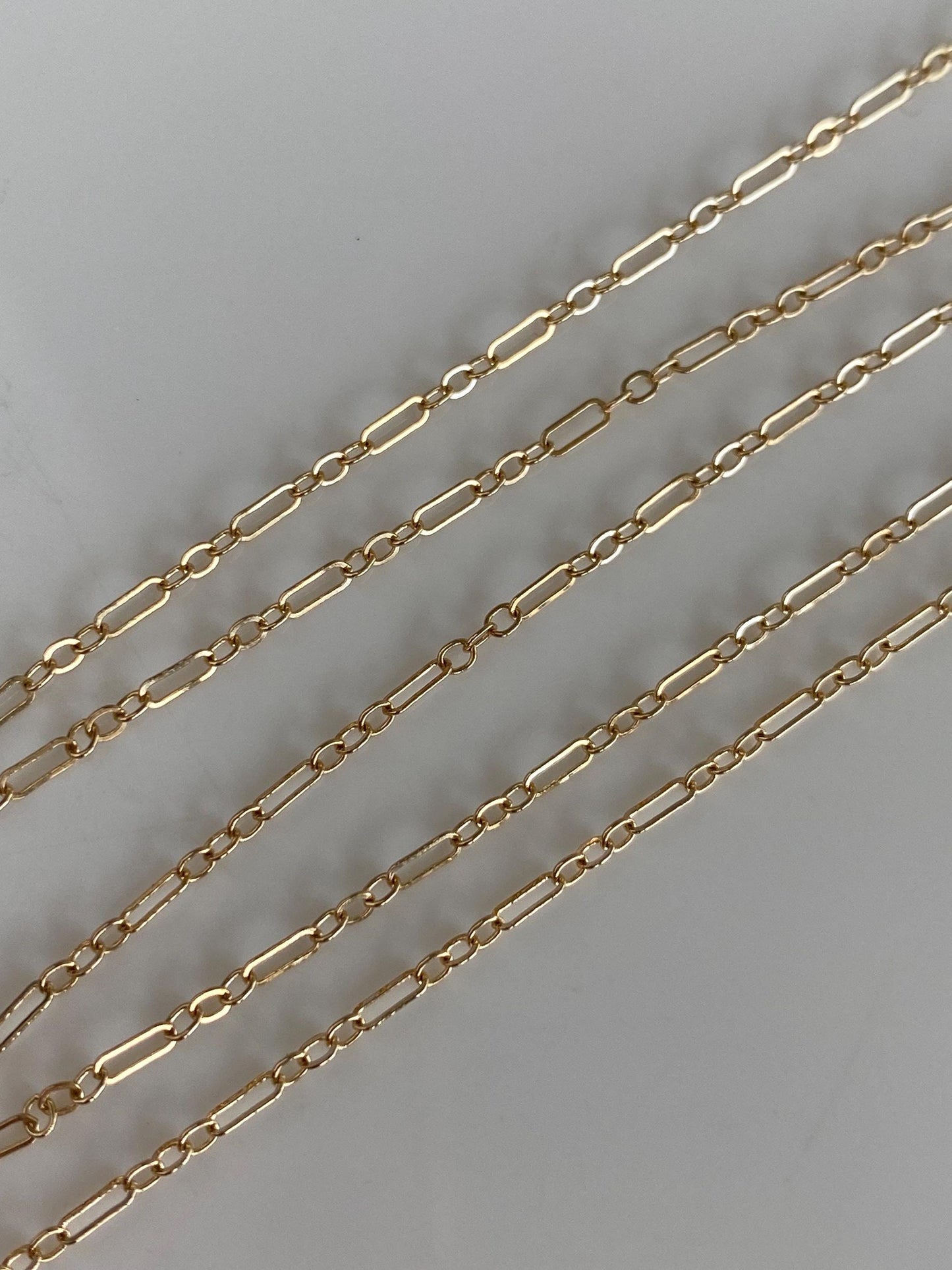 Vintage Solid 14k Yellow Gold Dainty Albert Trombone Link Chain Necklace - 18 inches
