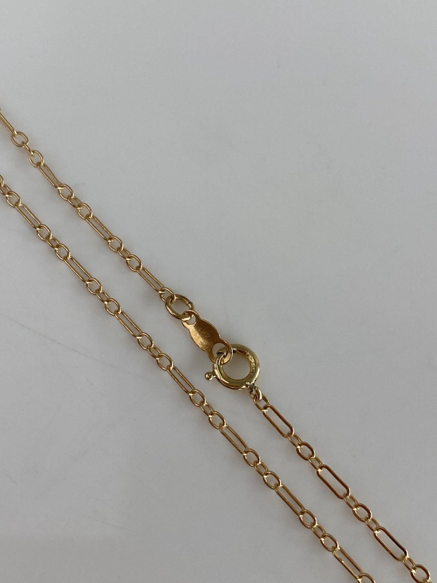 Vintage Solid 14k Yellow Gold Dainty Albert Trombone Link Chain Necklace - 18 inches