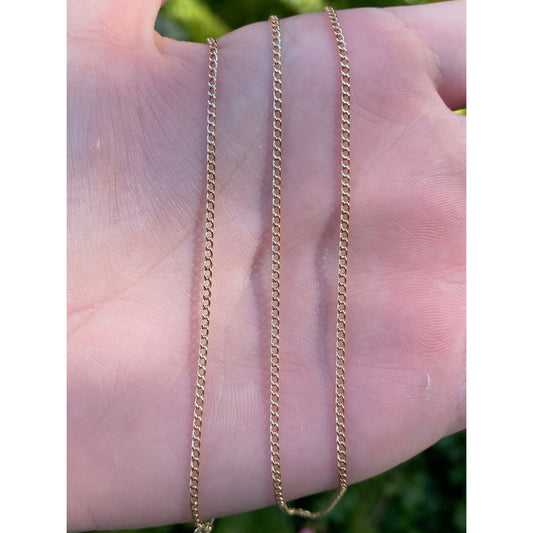 Vintage Solid 14k Yellow Gold Long Dainty Curb Chain Necklace - 27.25 inches