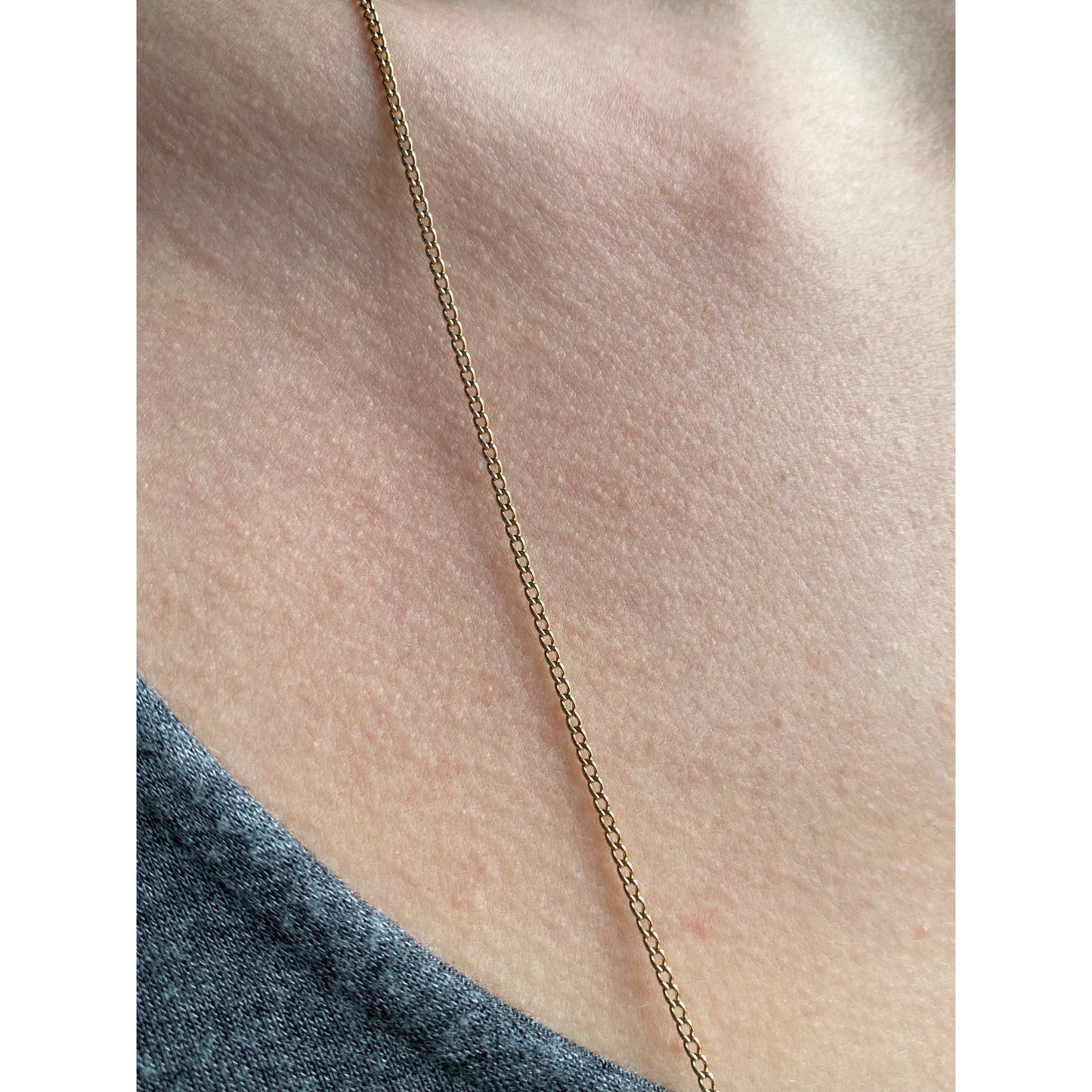 Vintage Solid 14k Yellow Gold Long Dainty Curb Chain Necklace - 27.25 inches