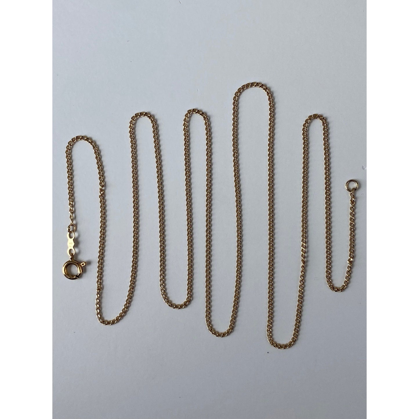 Vintage Solid 14k Yellow Gold Long Dainty Curb Chain Necklace - 27.25 inches