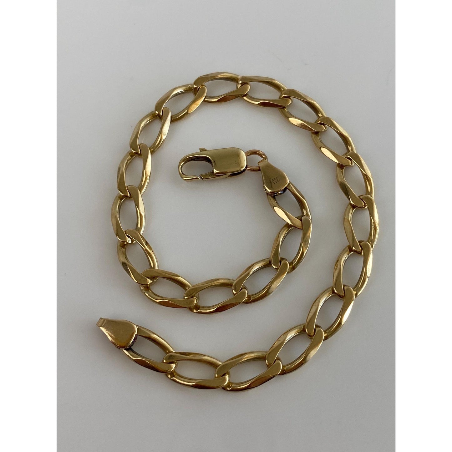 Vintage Solid 14k Yellow Gold Elongated Curb Chain Bracelet - 8.25 inches
