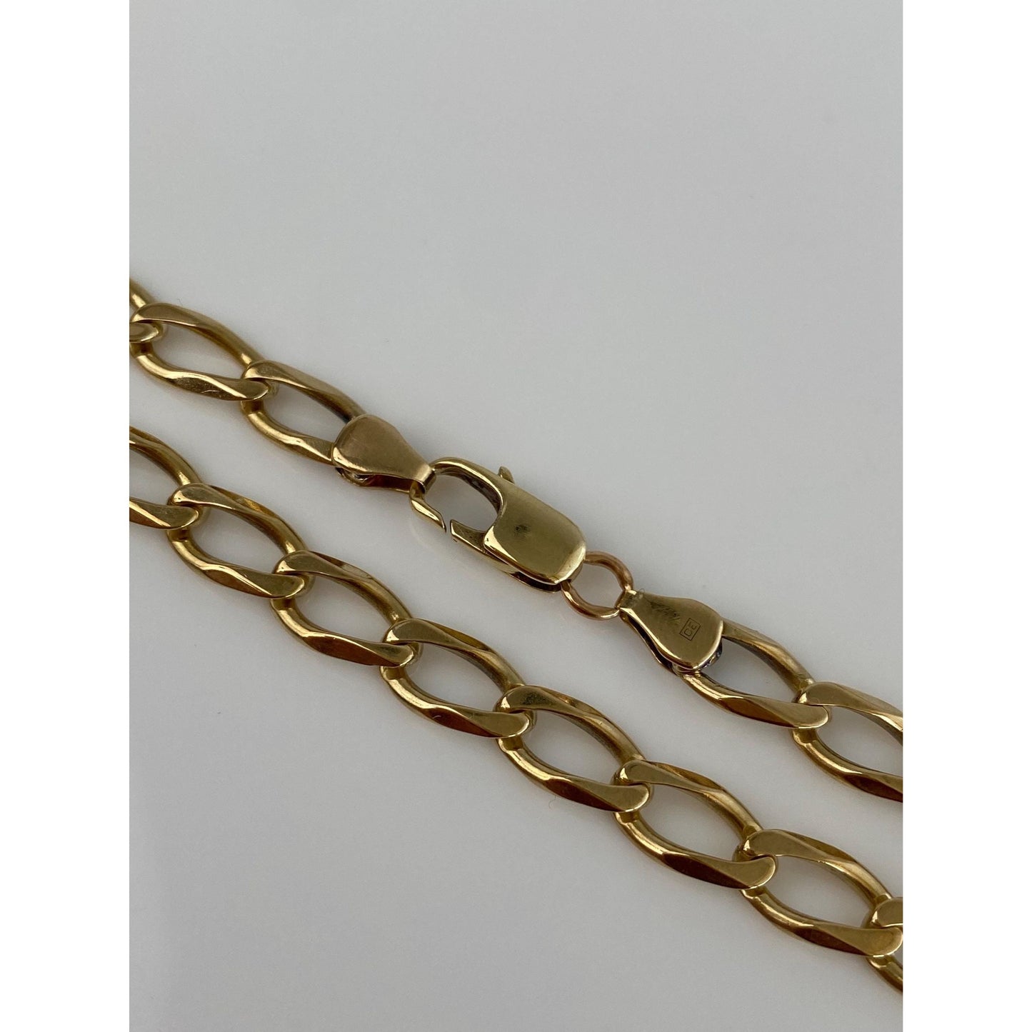 Vintage Solid 14k Yellow Gold Elongated Curb Chain Bracelet - 8.25 inches