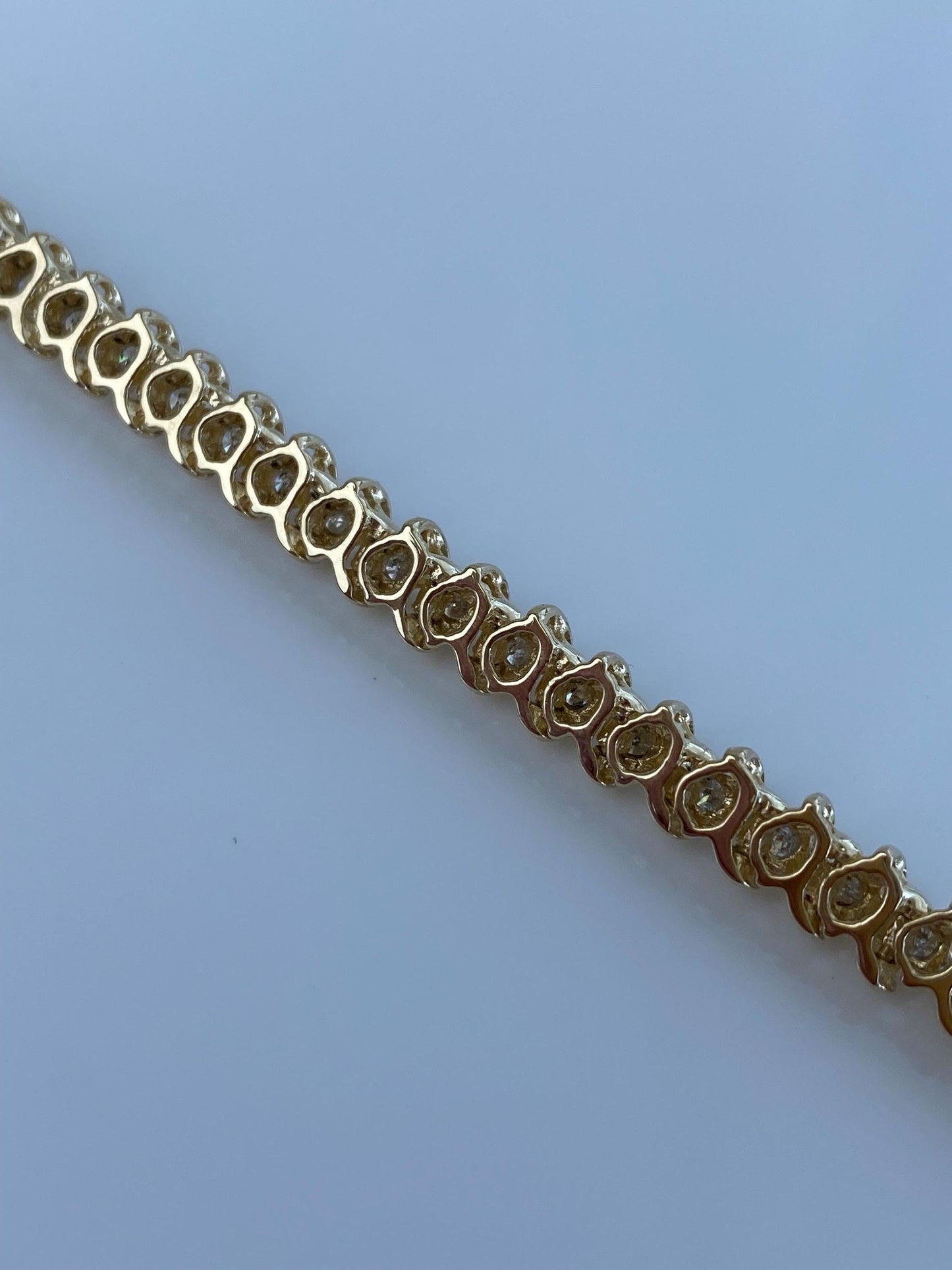 Vintage Solid 14k Yellow Gold Diamond Tennis Bracelet - 7 Inches
