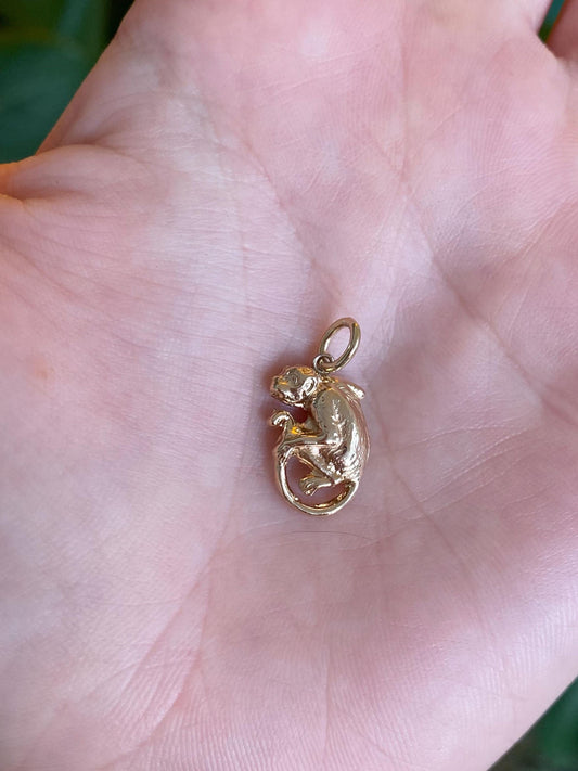 Vintage 10k Yellow Gold Monkey Charm