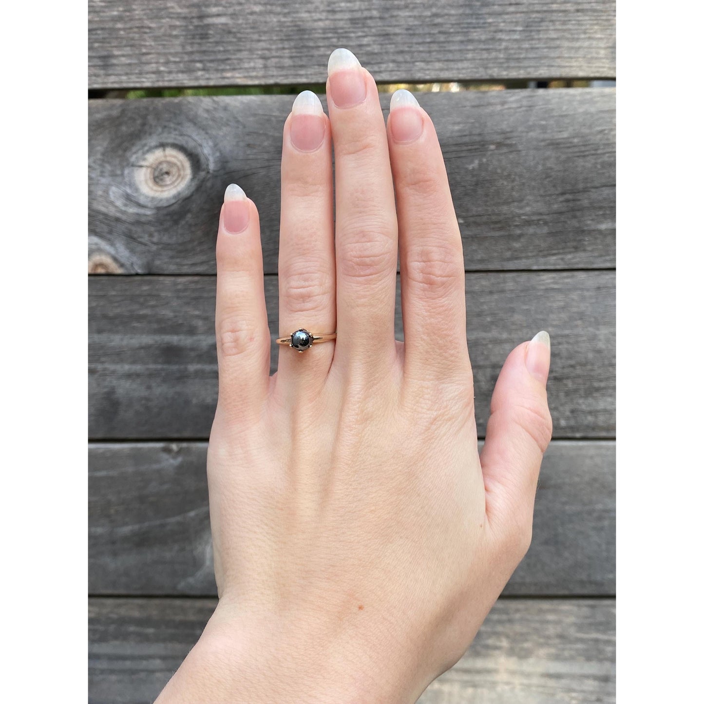 Vintage Solid 10k Yellow Gold Hematite Ring - Size 5.25