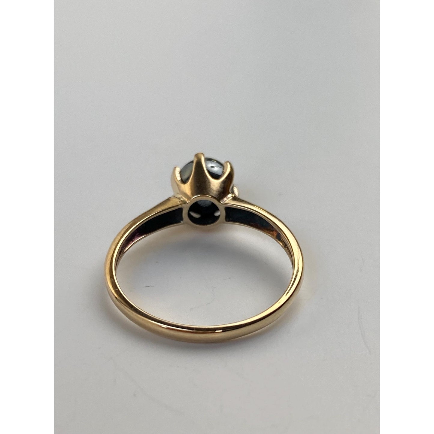 Vintage Solid 10k Yellow Gold Hematite Ring - Size 5.25
