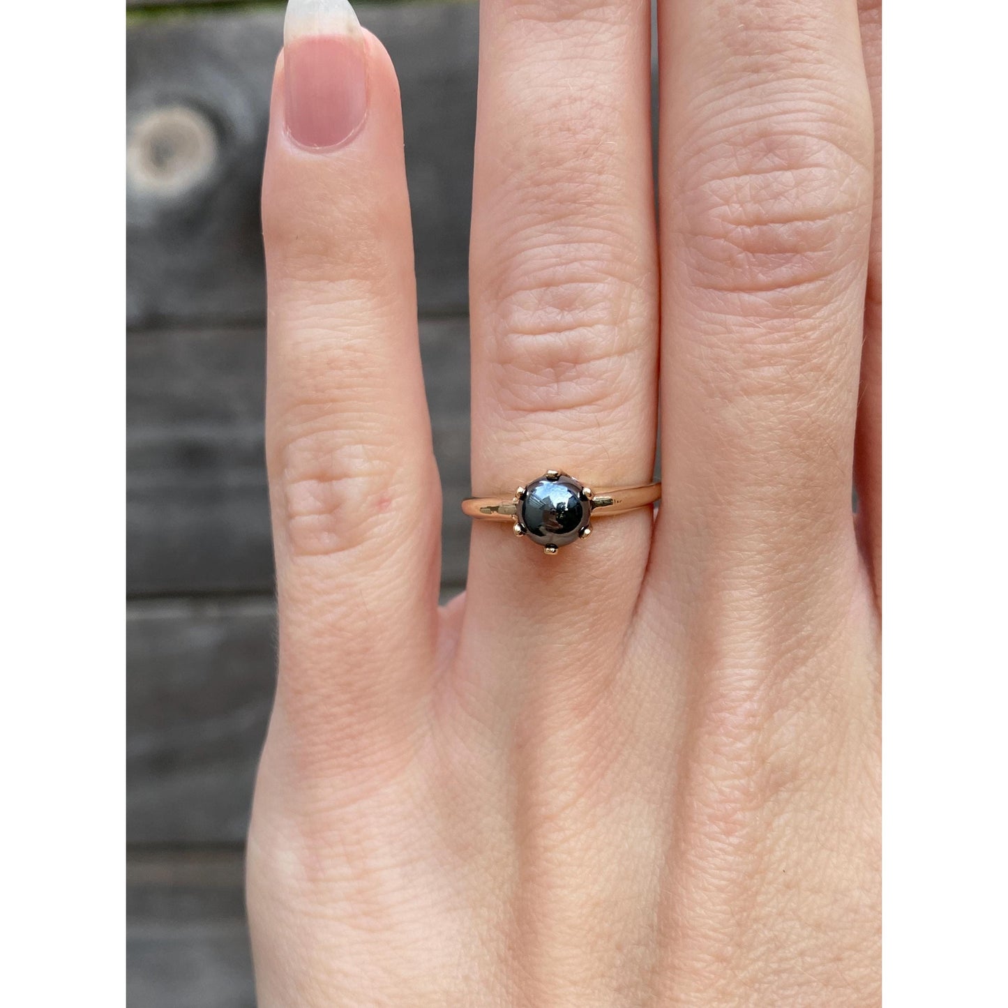 Vintage Solid 10k Yellow Gold Hematite Ring - Size 5.25
