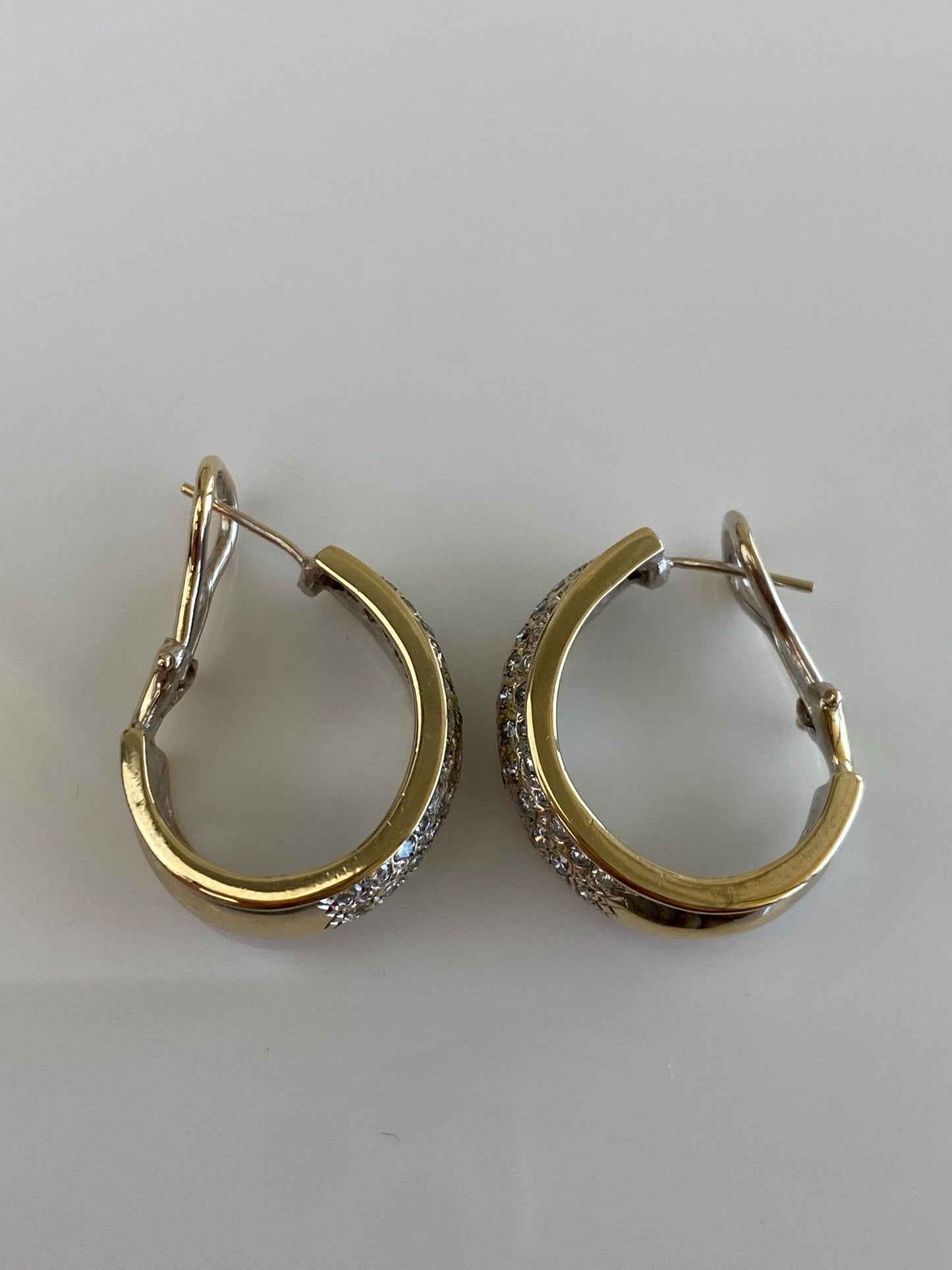 Vintage Solid 14k White & Yellow Gold Diamond Drop Earrings