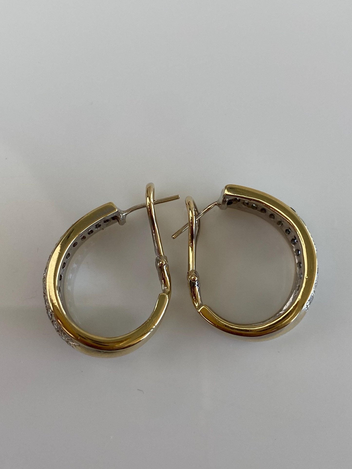Vintage Solid 14k White & Yellow Gold Diamond Drop Earrings