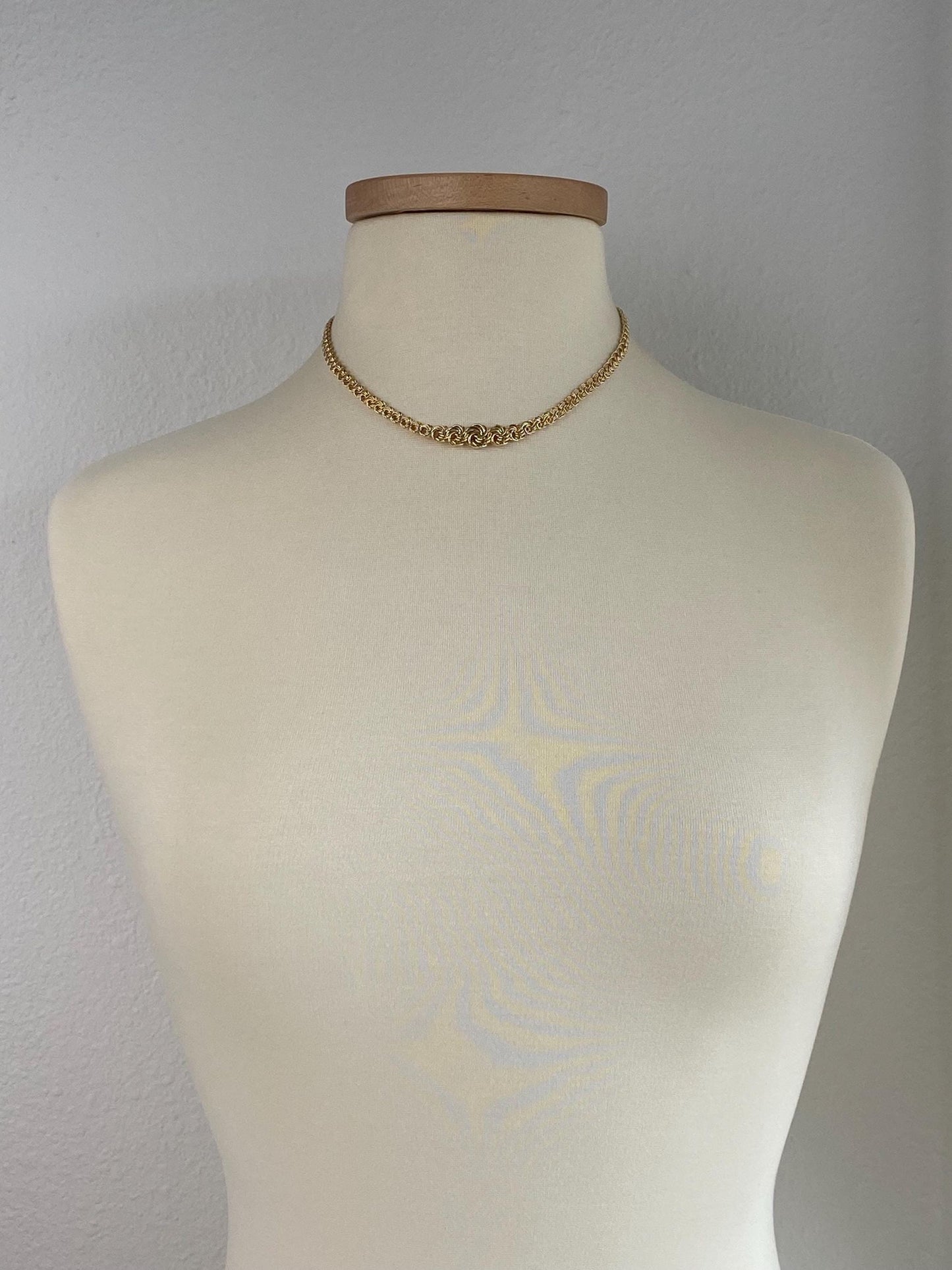 Vintage 14k Yellow Gold Graduated Fancy Chain Necklace - 16.75 inches