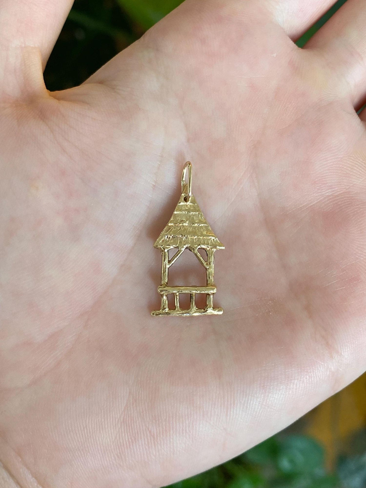 Vintage Solid 14k Yellow Gold Hut Charm