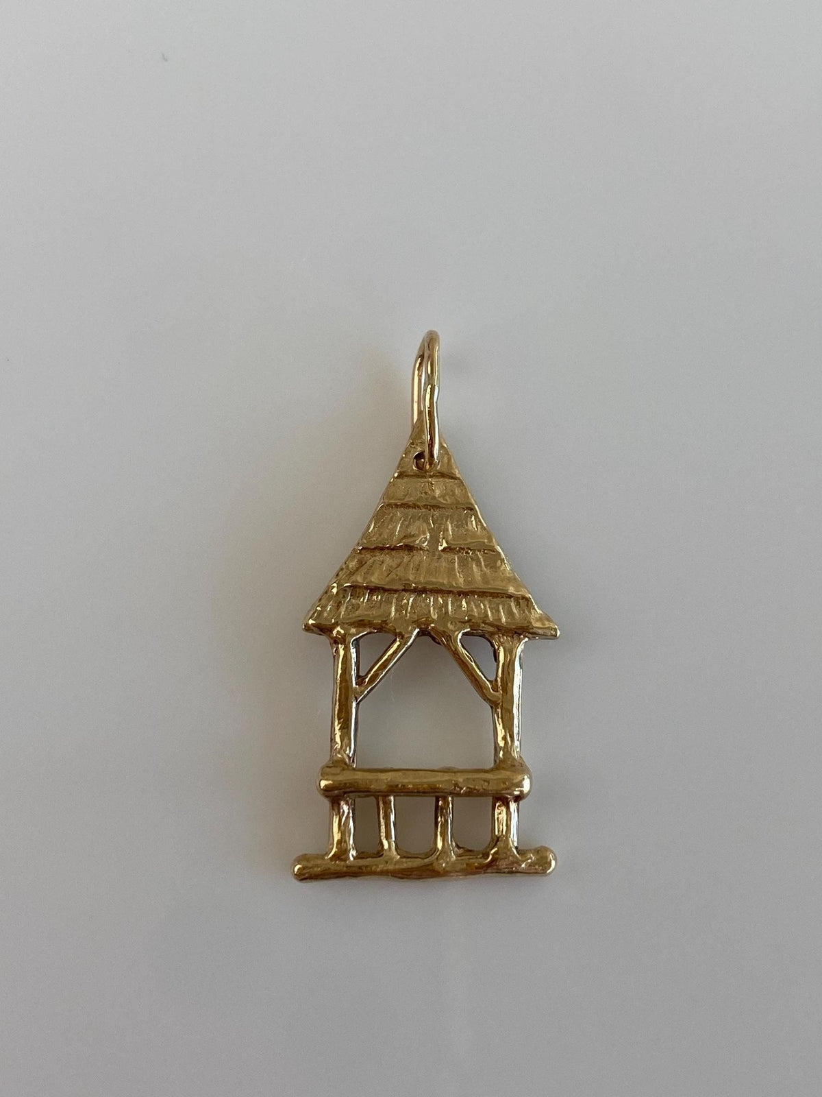 Vintage Solid 14k Yellow Gold Hut Charm
