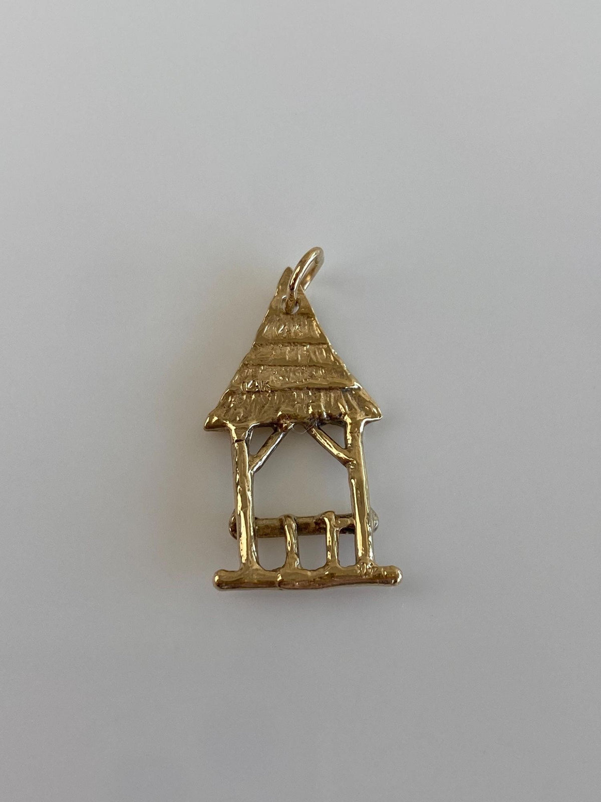 Vintage Solid 14k Yellow Gold Hut Charm