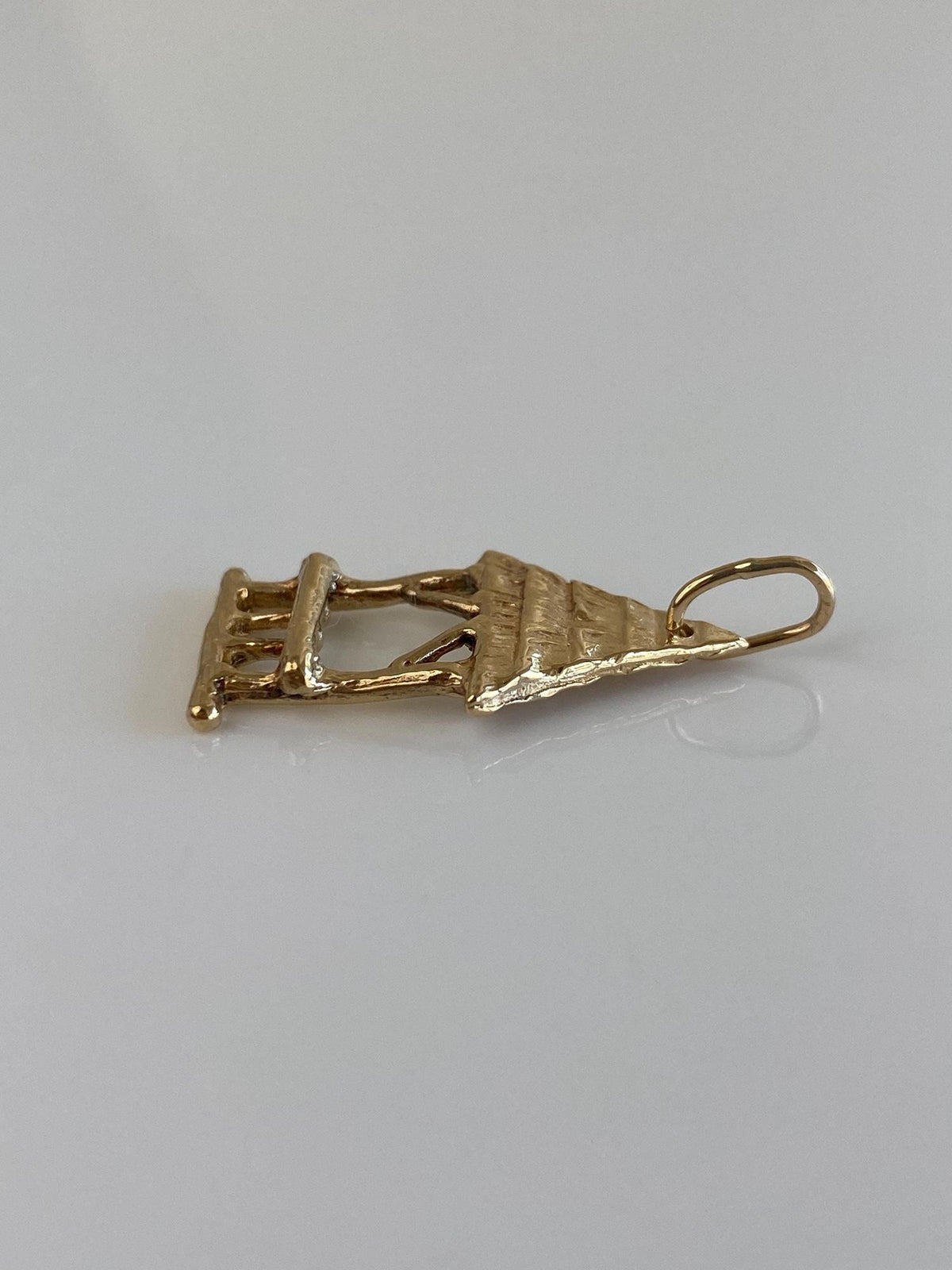 Vintage Solid 14k Yellow Gold Hut Charm