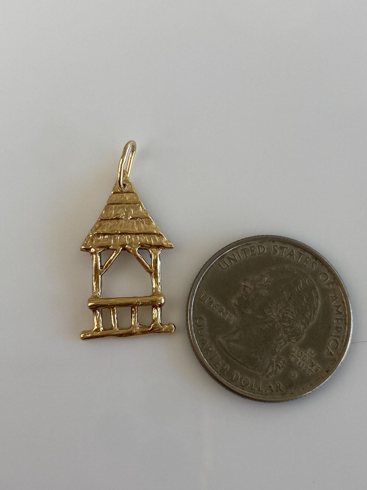Vintage Solid 14k Yellow Gold Hut Charm
