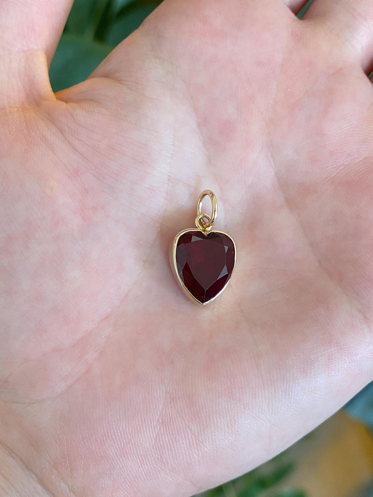 Vintage Solid 14k Yellow Gold Ruby Heart Charm