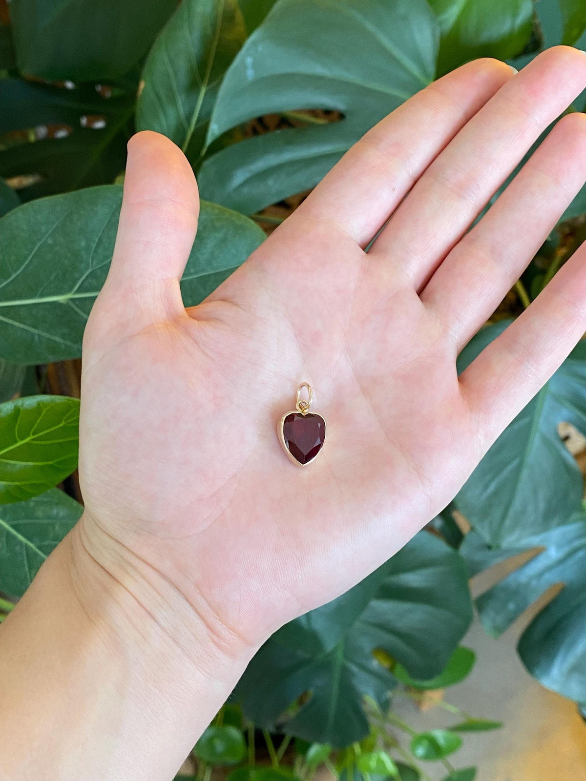 Vintage Solid 14k Yellow Gold Ruby Heart Charm