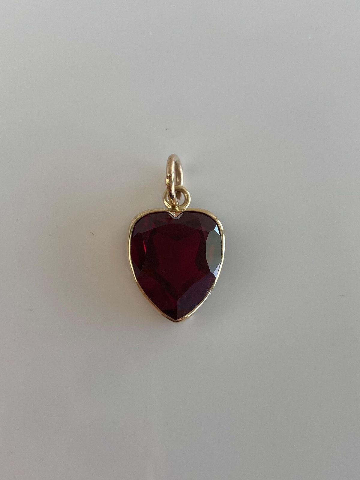 Vintage Solid 14k Yellow Gold Ruby Heart Charm