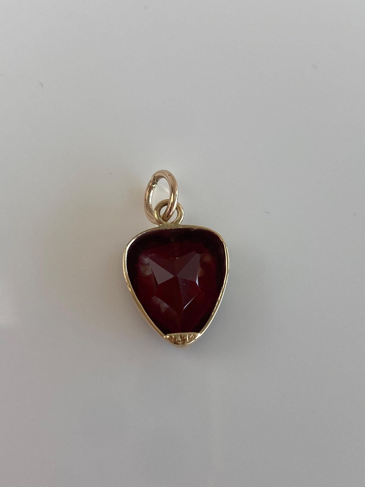 Vintage Solid 14k Yellow Gold Ruby Heart Charm