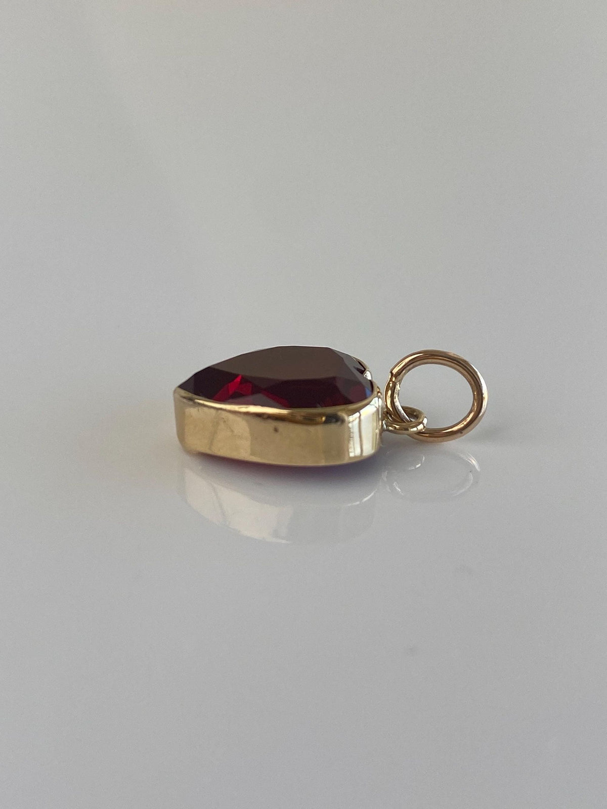 Vintage Solid 14k Yellow Gold Ruby Heart Charm