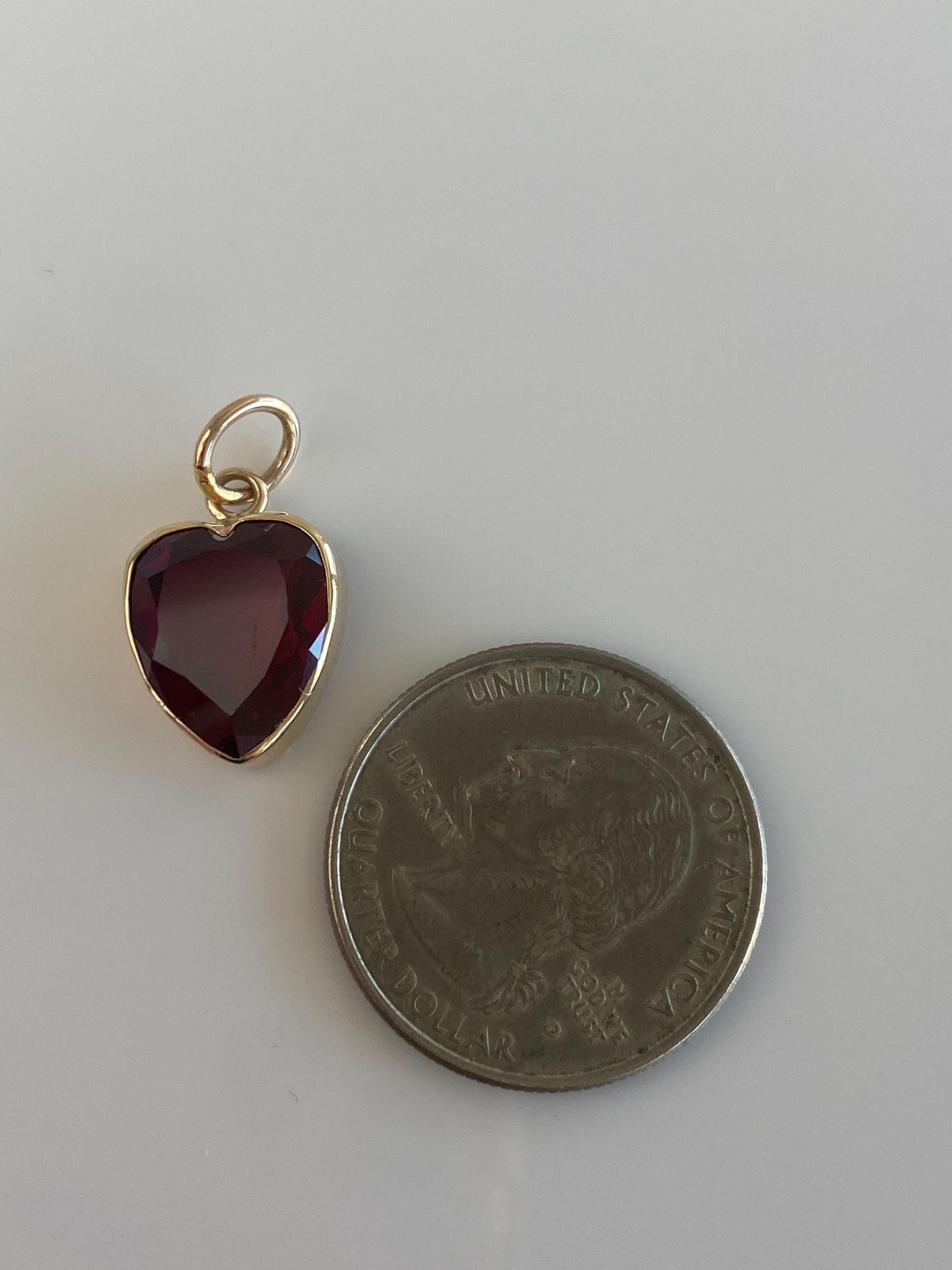 Vintage Solid 14k Yellow Gold Ruby Heart Charm