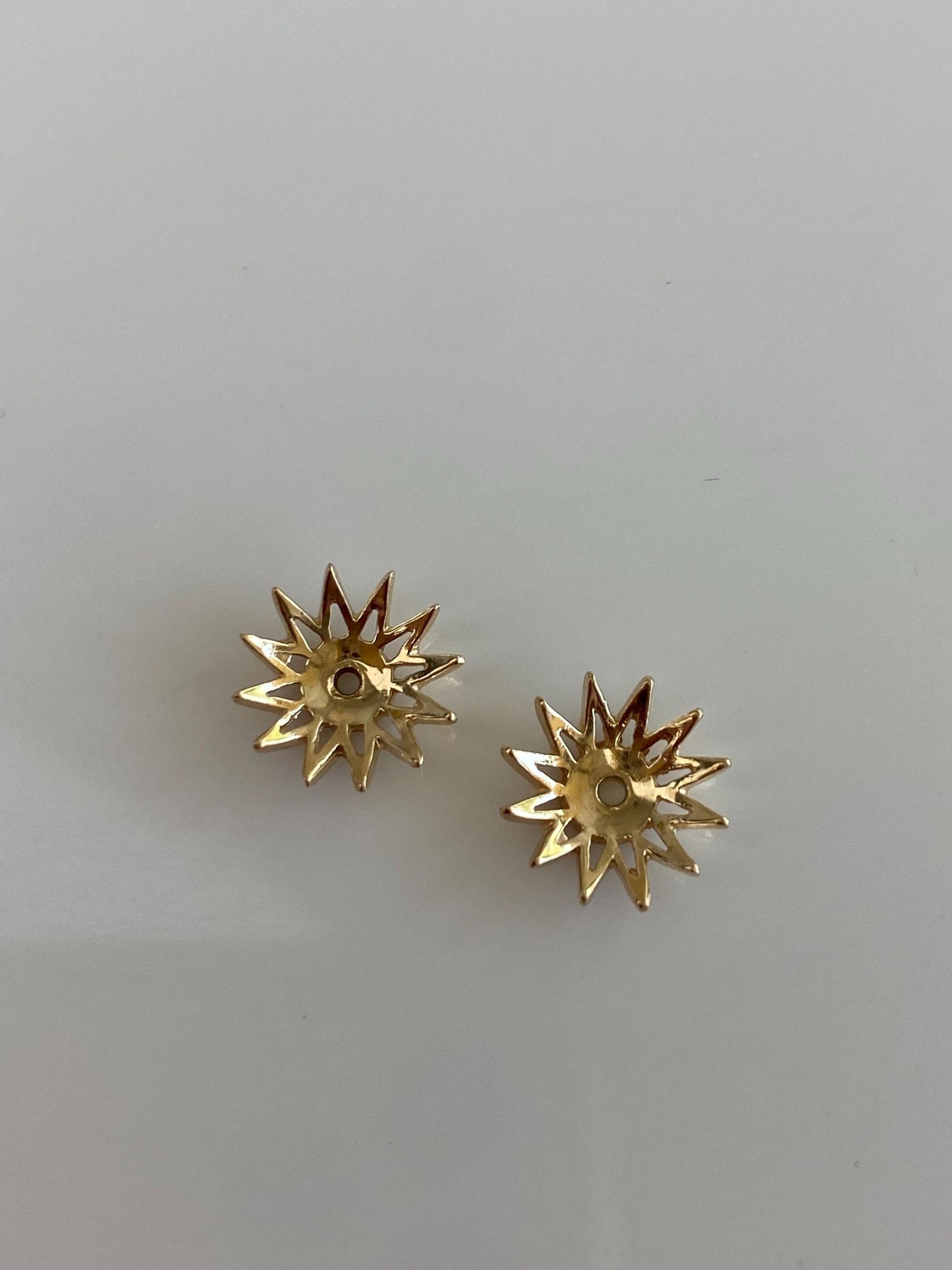Vintage Solid 14k Yellow Gold Flower Earring Jackets