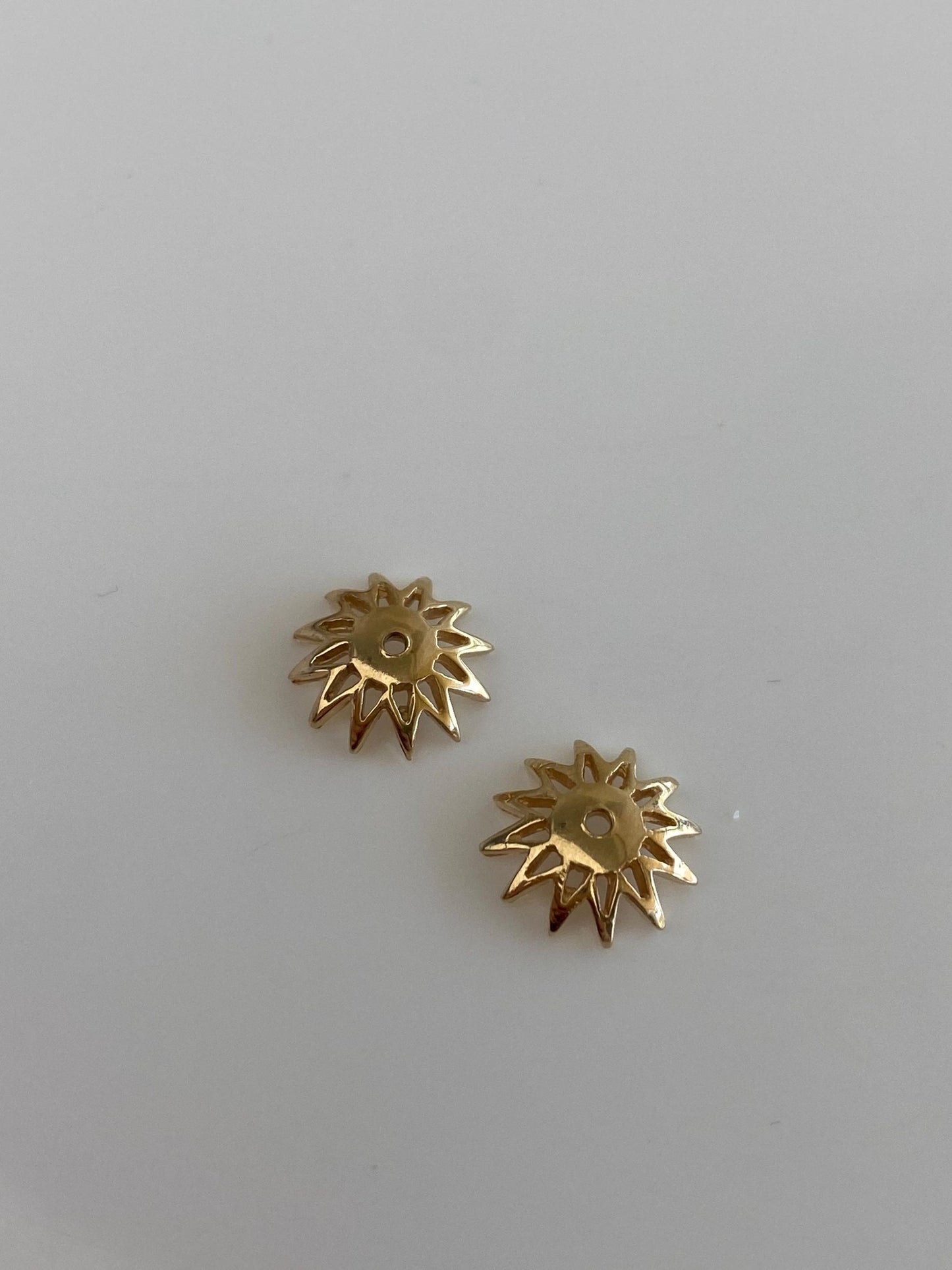 Vintage Solid 14k Yellow Gold Flower Earring Jackets