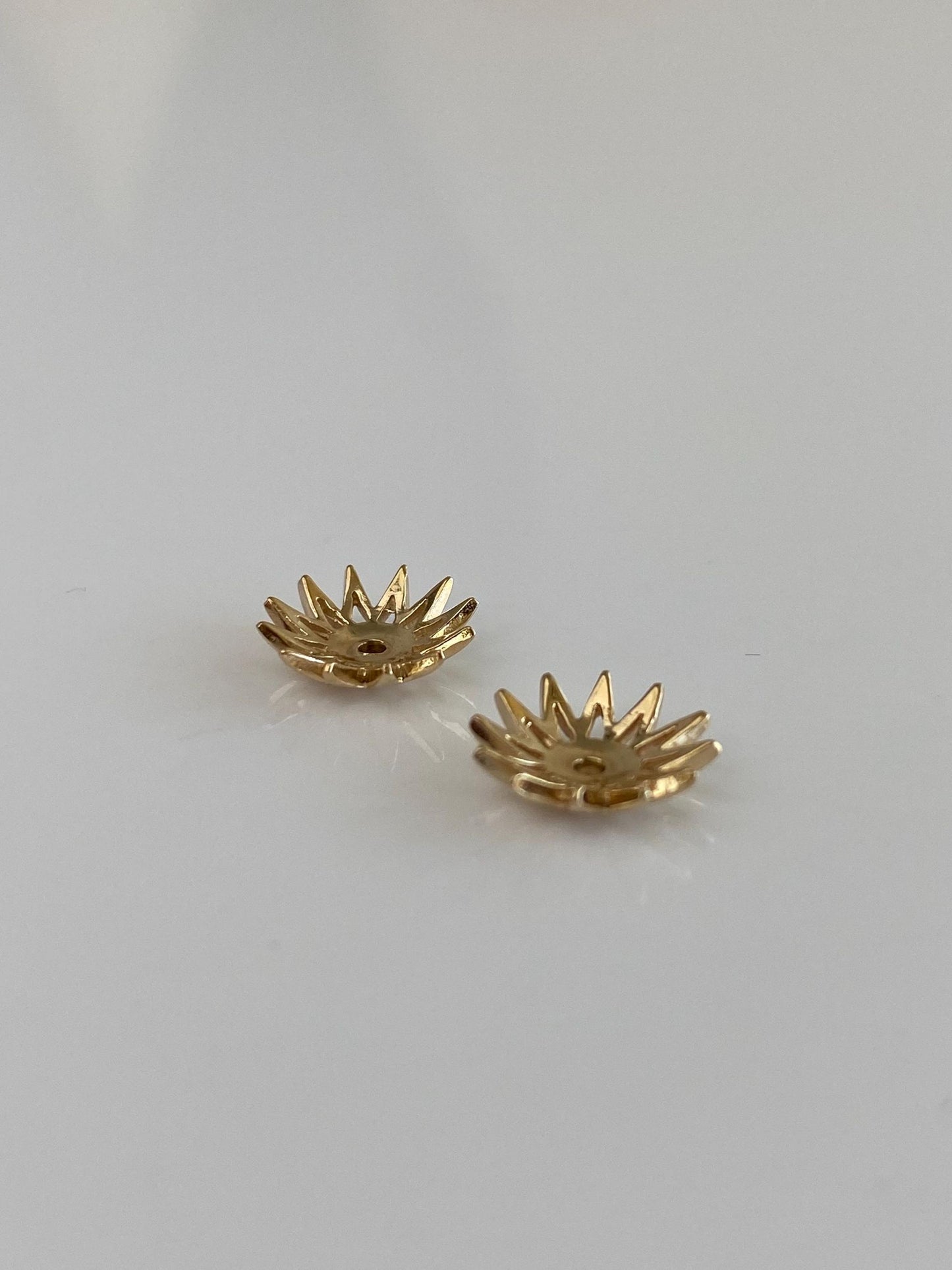 Vintage Solid 14k Yellow Gold Flower Earring Jackets