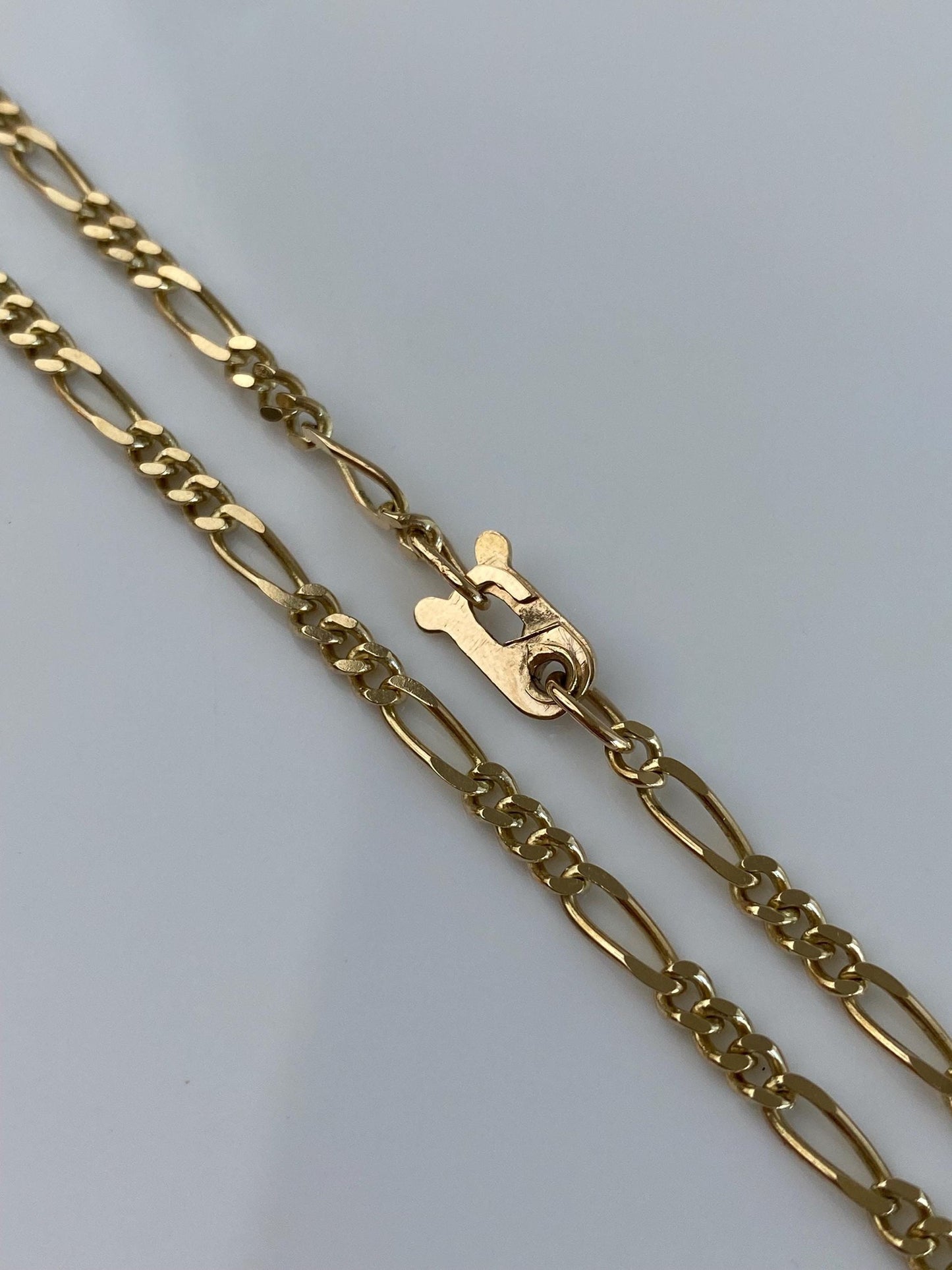 Vintage Solid 14k Yellow Gold Figaro Chain Necklace - 18.5 inches