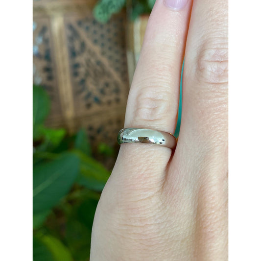 Vintage Solid 14k White Gold Ring Band - Size 4.75