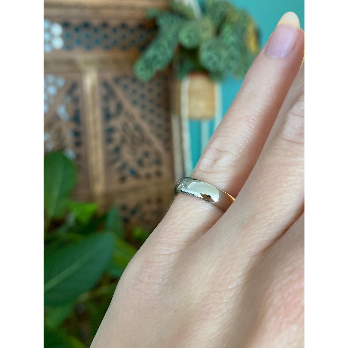 Vintage Solid 14k White Gold Ring Band - Size 4.75