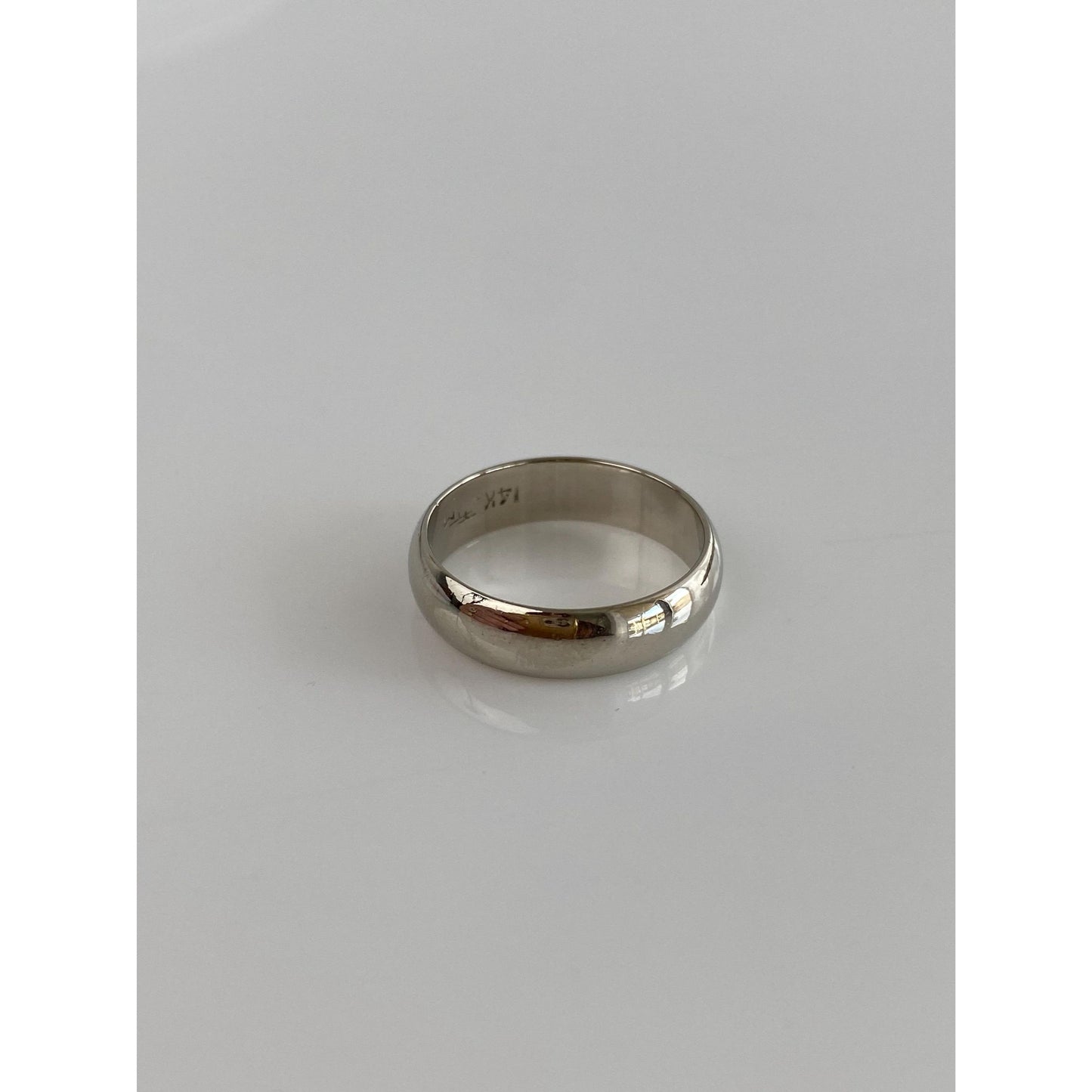 Vintage Solid 14k White Gold Ring Band - Size 4.75