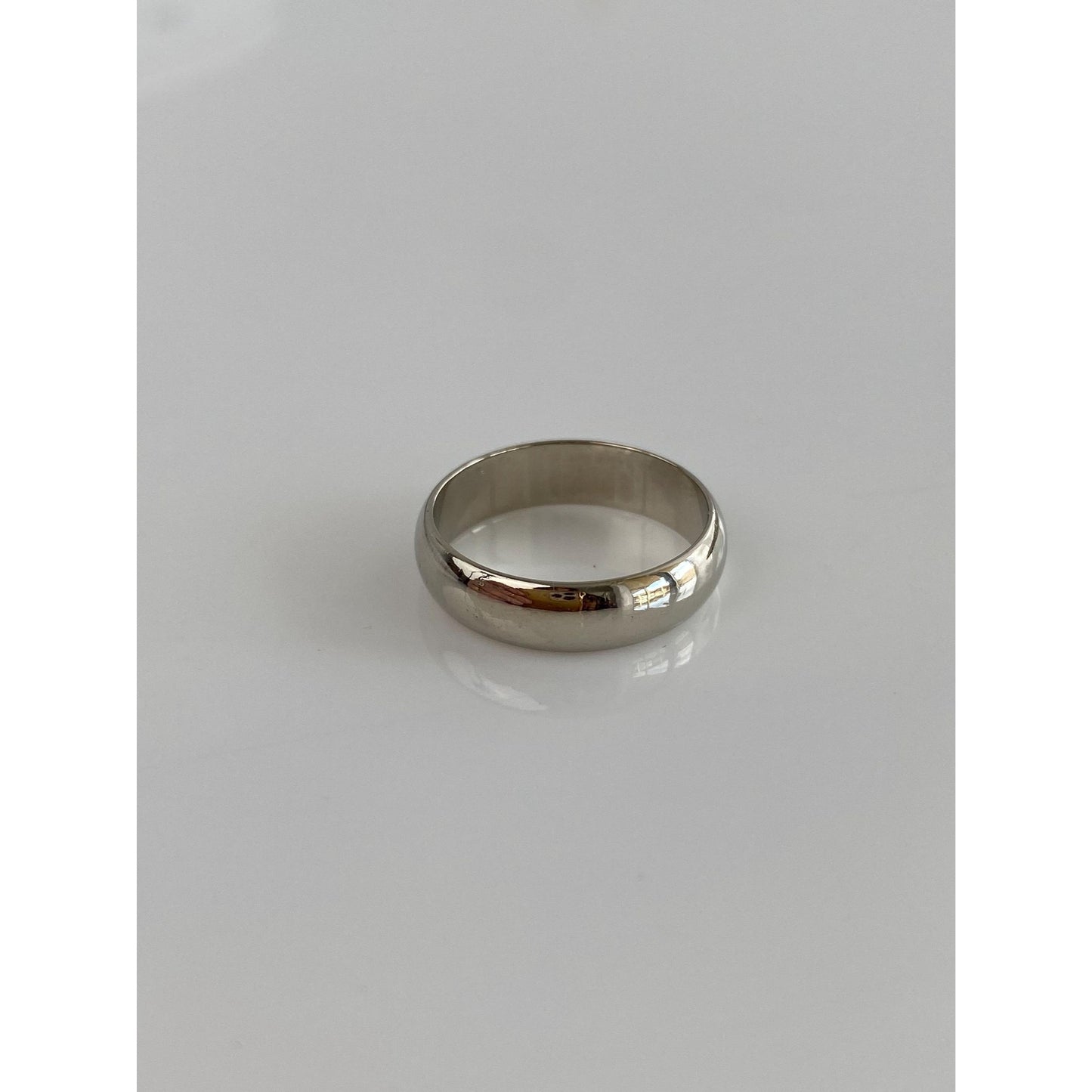 Vintage Solid 14k White Gold Ring Band - Size 4.75