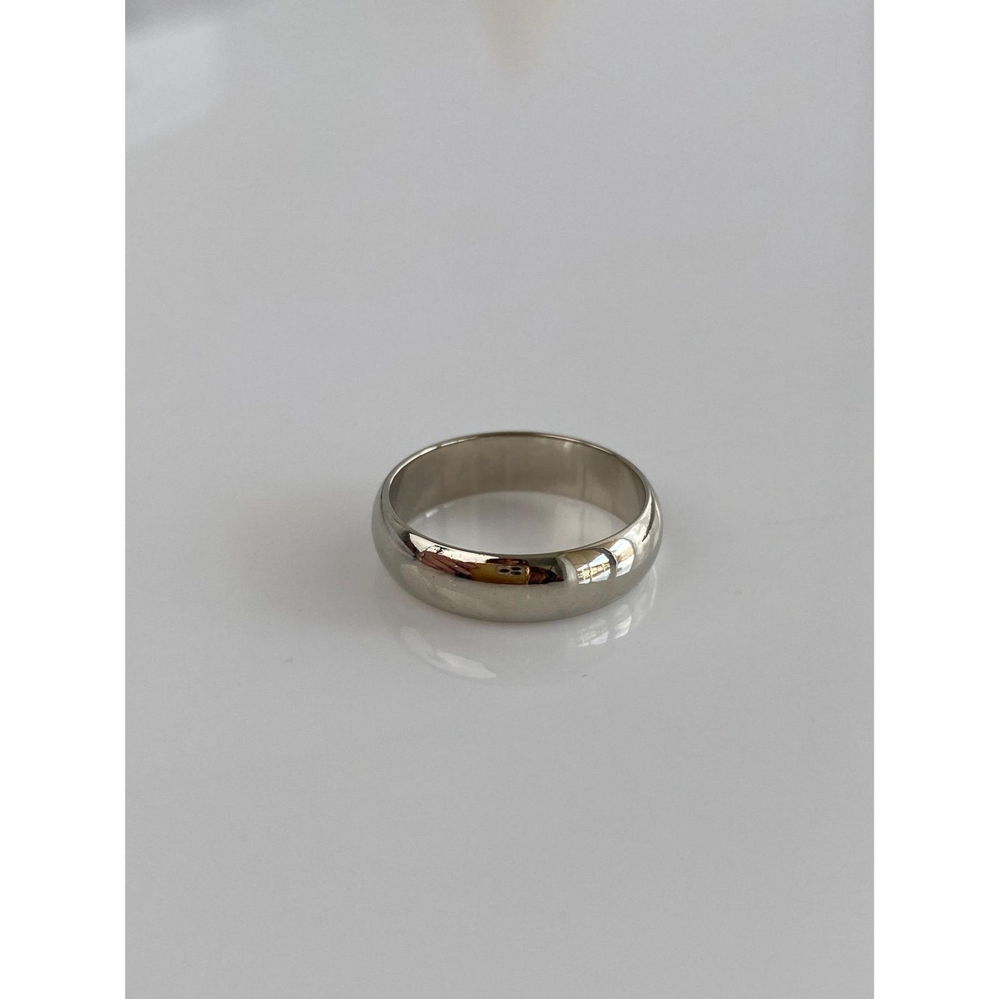 Vintage Solid 14k White Gold Ring Band - Size 4.75