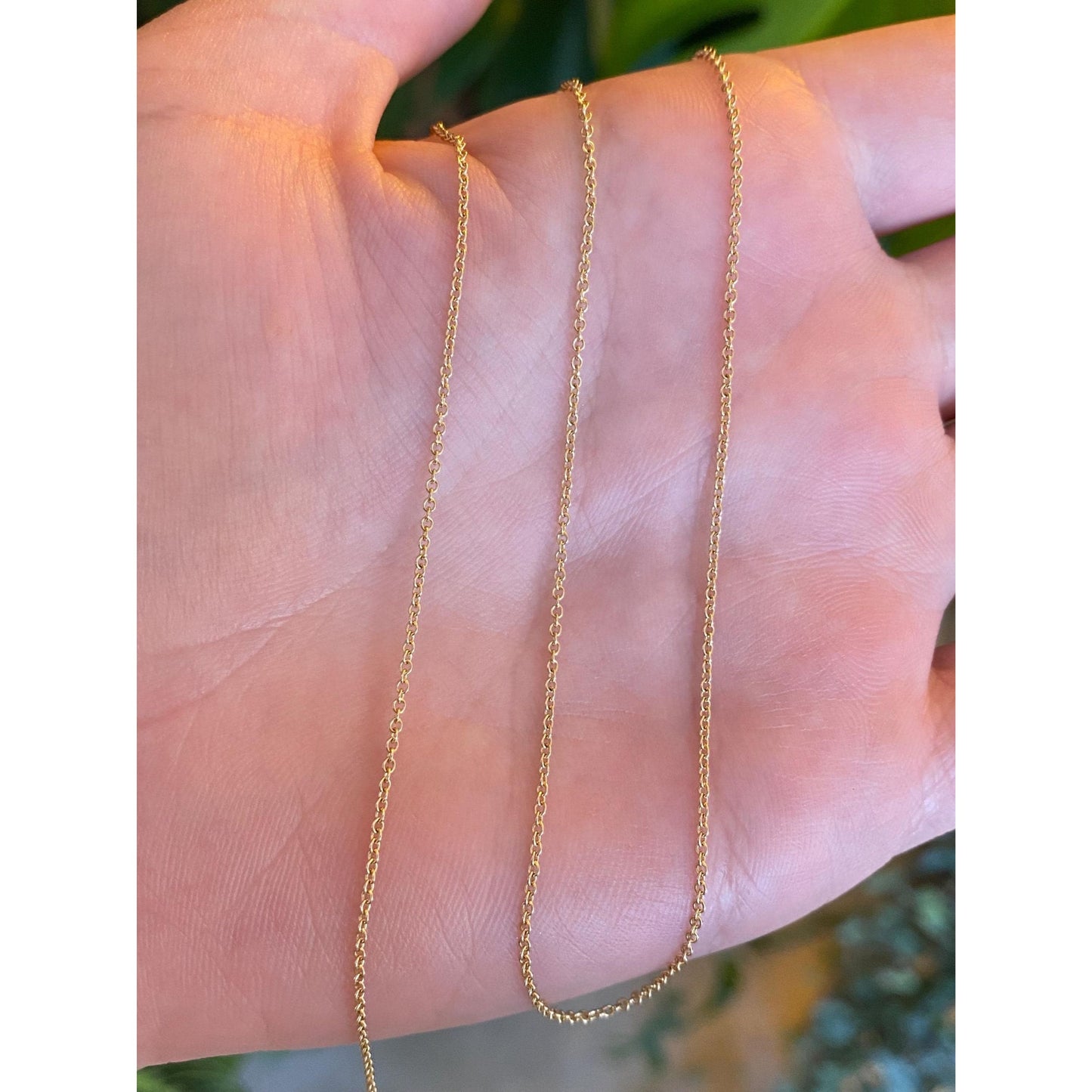 Vintage Solid 14k Yellow Gold Dainty Tight Rolo Chain Necklace - 16.25 inches