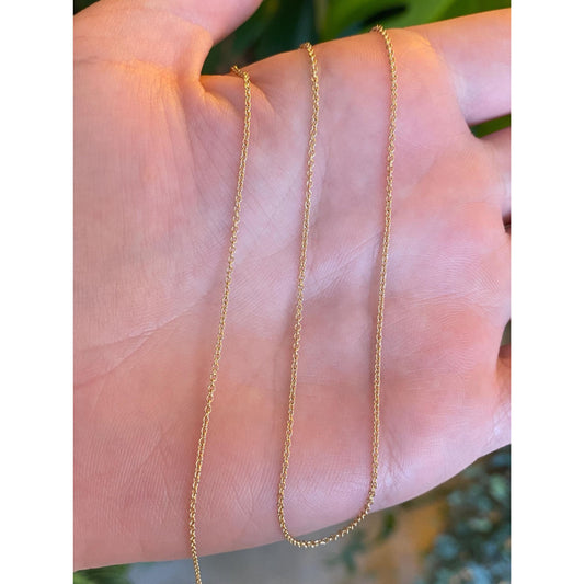 Vintage Solid 14k Yellow Gold Dainty Tight Rolo Chain Necklace - 16.25 inches