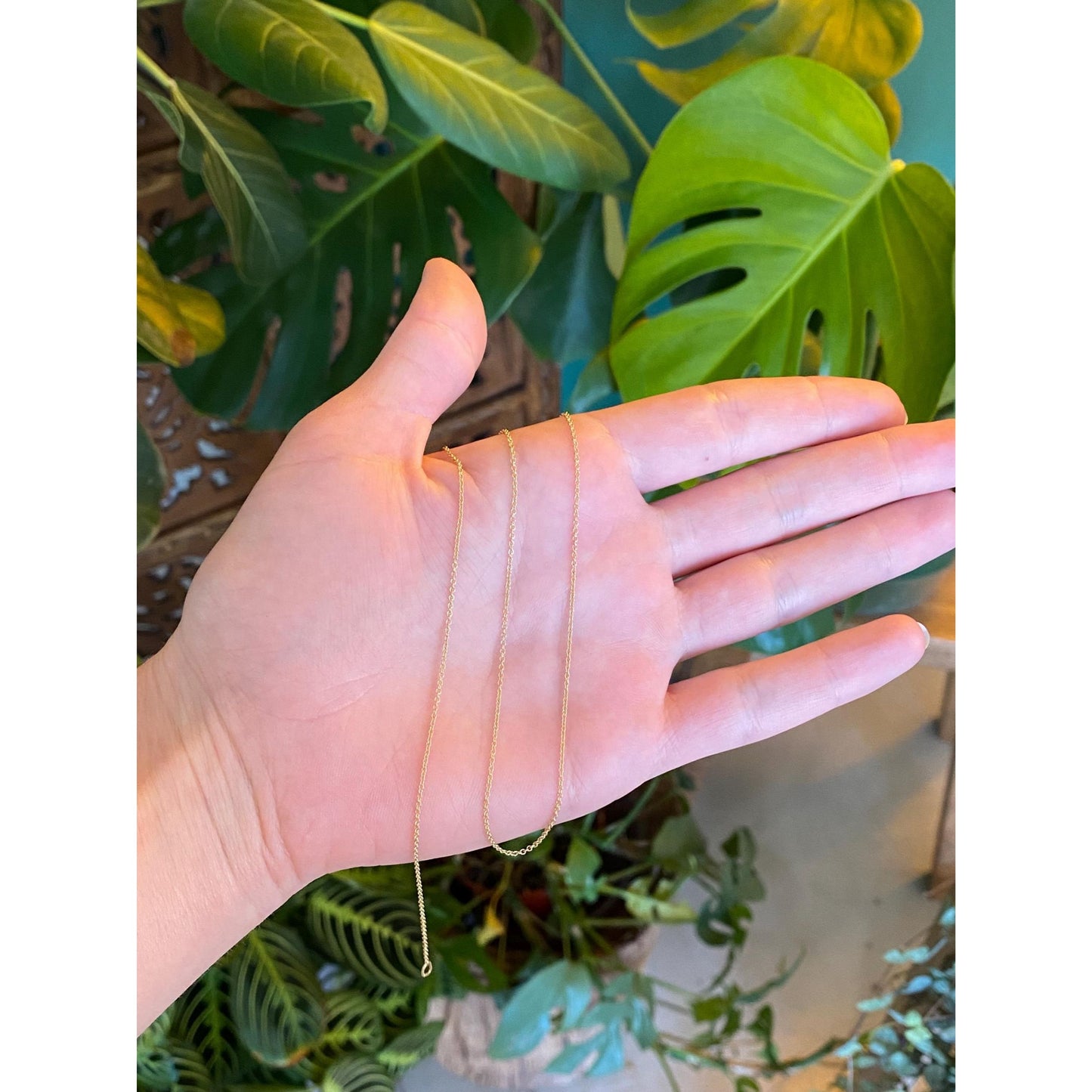 Vintage Solid 14k Yellow Gold Dainty Tight Rolo Chain Necklace - 16.25 inches